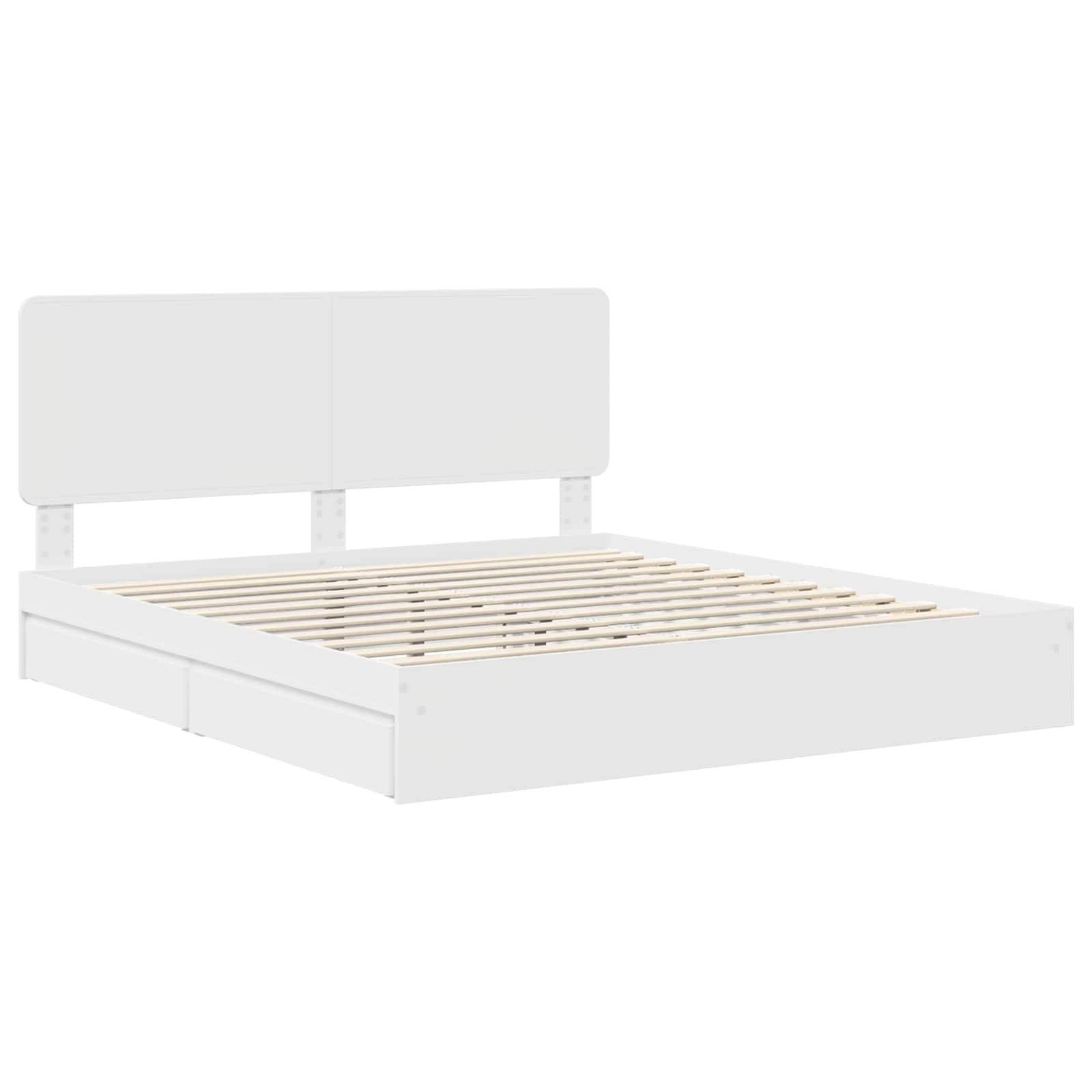 Opslag bed met hoofdeinde Wit 180 x 200 cm Bewerkt hout is nu te koop bij PeponiXL, paradijselijk wonen!