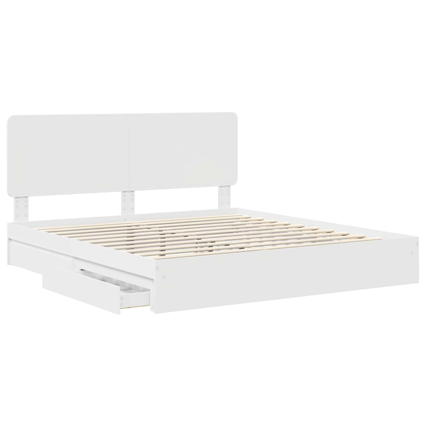 Opslag bed met hoofdeinde Wit 180 x 200 cm Bewerkt hout is nu te koop bij PeponiXL, paradijselijk wonen!