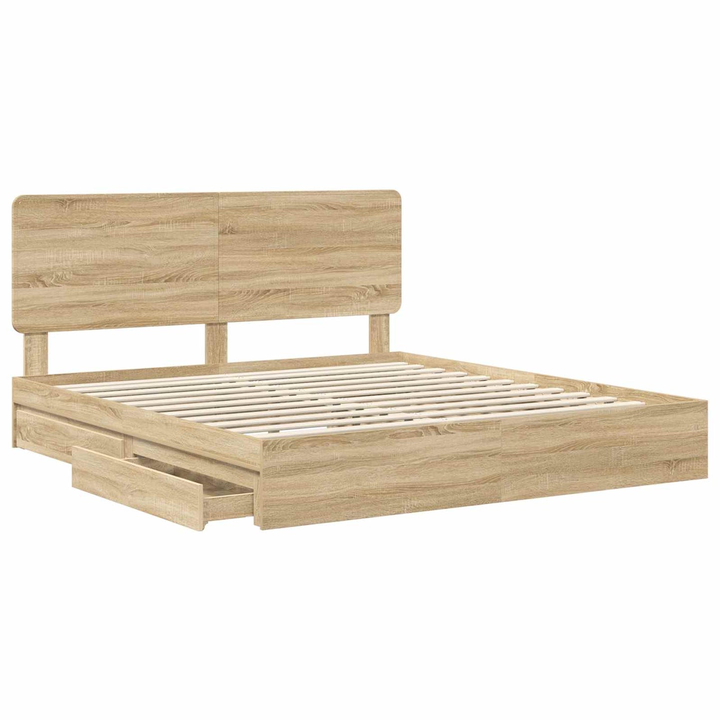 Opslag bed met lade Sonoma Eiken 180 x 200 cm Bewerkt hout is nu te koop bij PeponiXL, paradijselijk wonen!