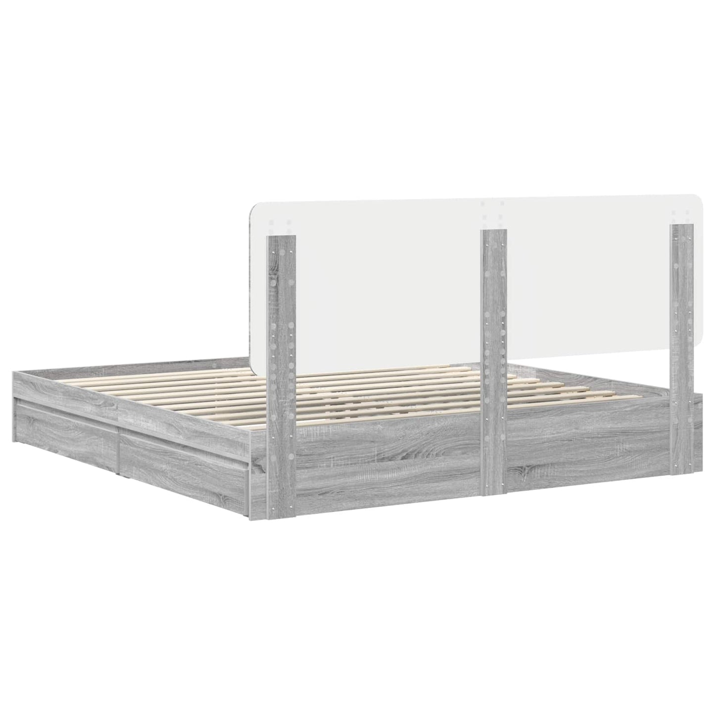 Opslag bed met lade Grijs Sonoma 180 x 200 cm Bewerkt hout is nu te koop bij PeponiXL, paradijselijk wonen!