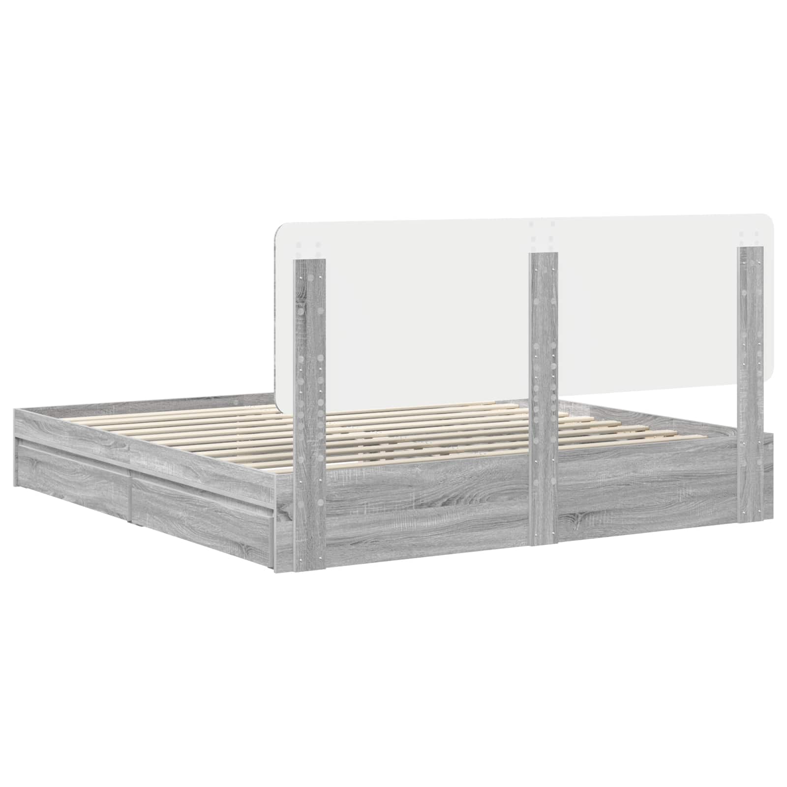 Opslag bed met lade Grijs Sonoma 180 x 200 cm Bewerkt hout is nu te koop bij PeponiXL, paradijselijk wonen!