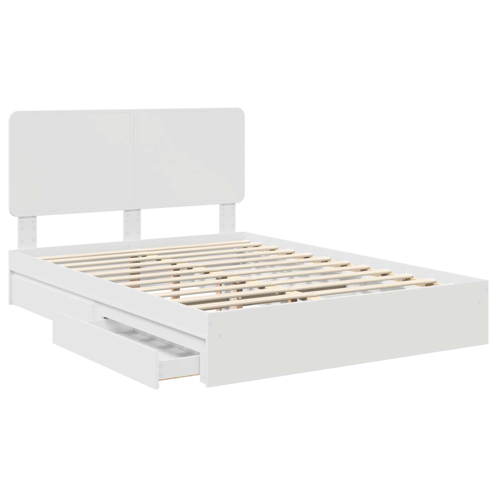 Opslag bed met hoofdeinde Wit 160 x 200 cm Bewerkt hout is nu te koop bij PeponiXL, paradijselijk wonen!