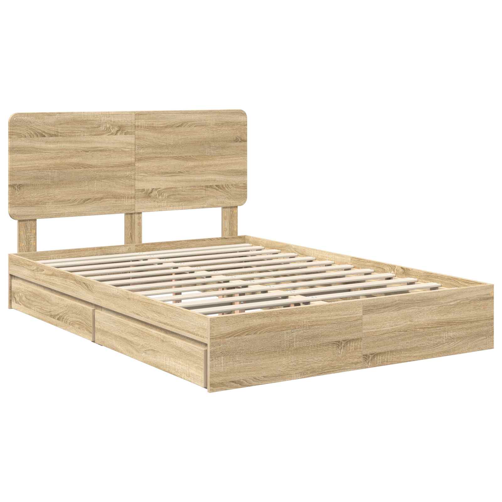 Opslag bed met lade Sonoma Eiken 160 x 200 cm Bewerkt hout is nu te koop bij PeponiXL, paradijselijk wonen!