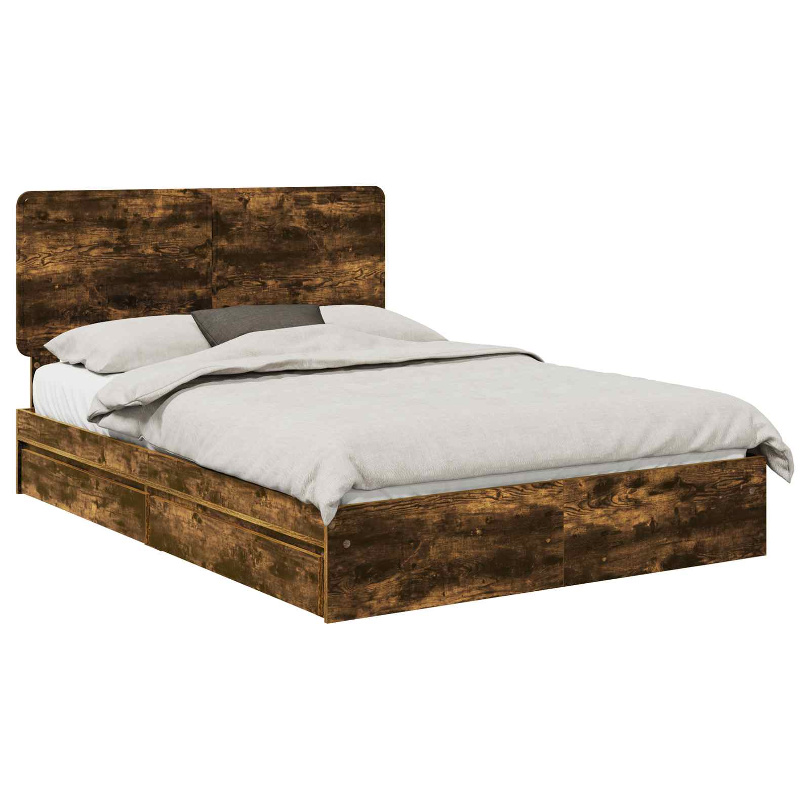 Opslag bed met lade Gerookt eiken 160 x 200 cm Bewerkt hout is nu te koop bij PeponiXL, paradijselijk wonen!