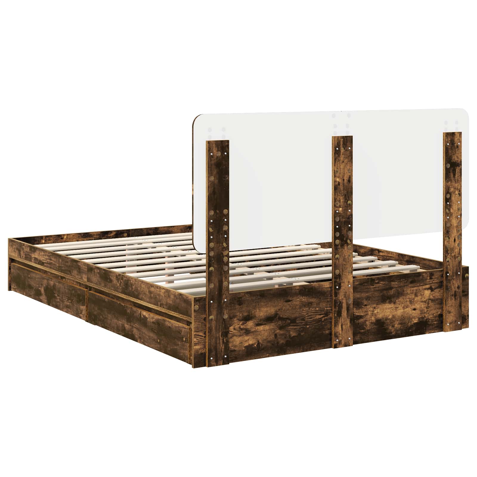 Opslag bed met lade Gerookt eiken 160 x 200 cm Bewerkt hout is nu te koop bij PeponiXL, paradijselijk wonen!