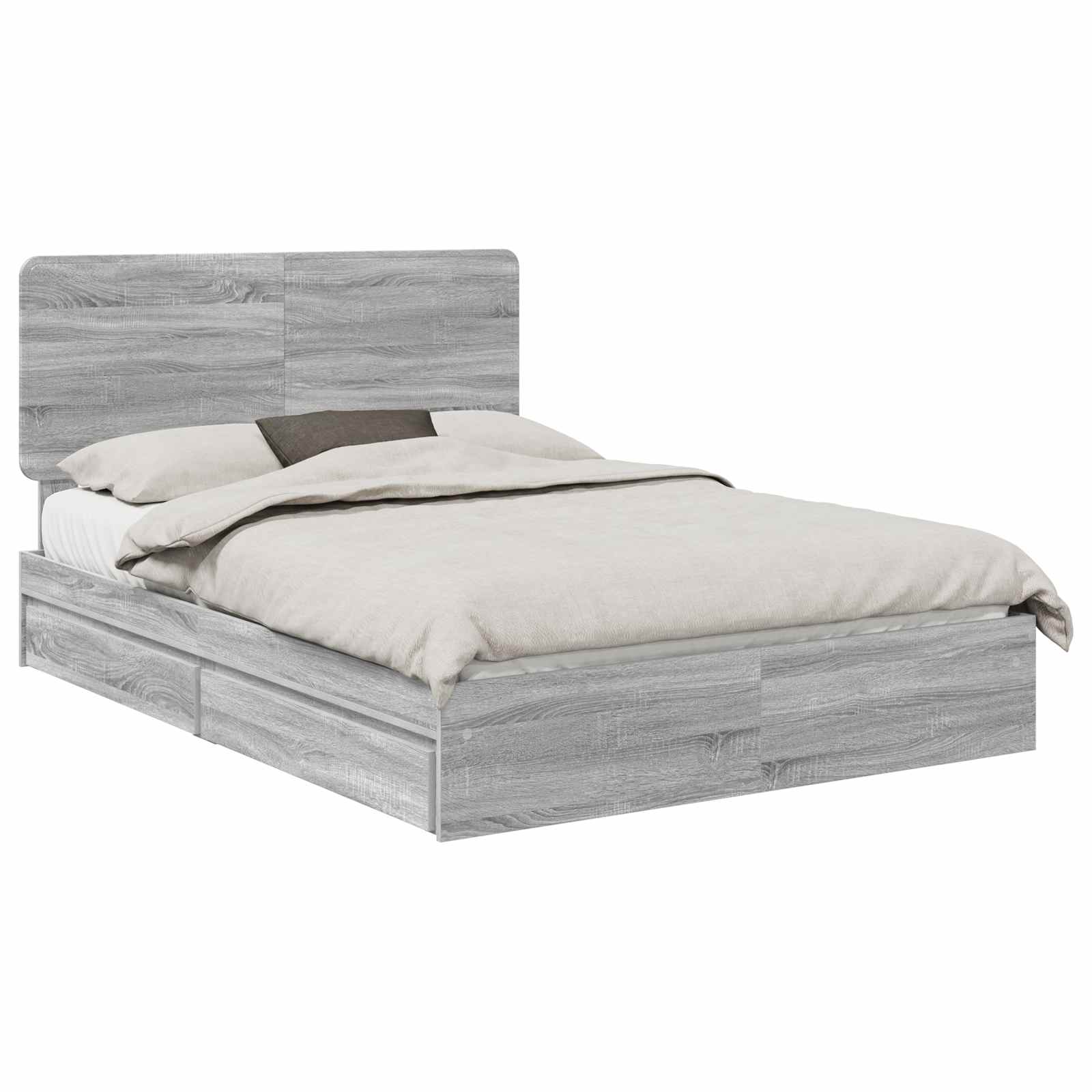 Opslag bed met lade Grijs Sonoma 160 x 200 cm Bewerkt hout is nu te koop bij PeponiXL, paradijselijk wonen!