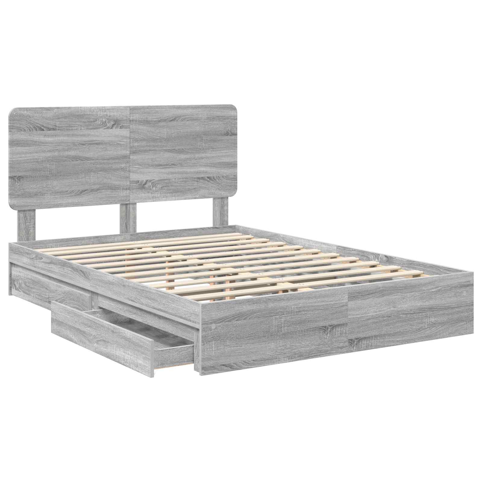 Opslag bed met lade Grijs Sonoma 160 x 200 cm Bewerkt hout is nu te koop bij PeponiXL, paradijselijk wonen!