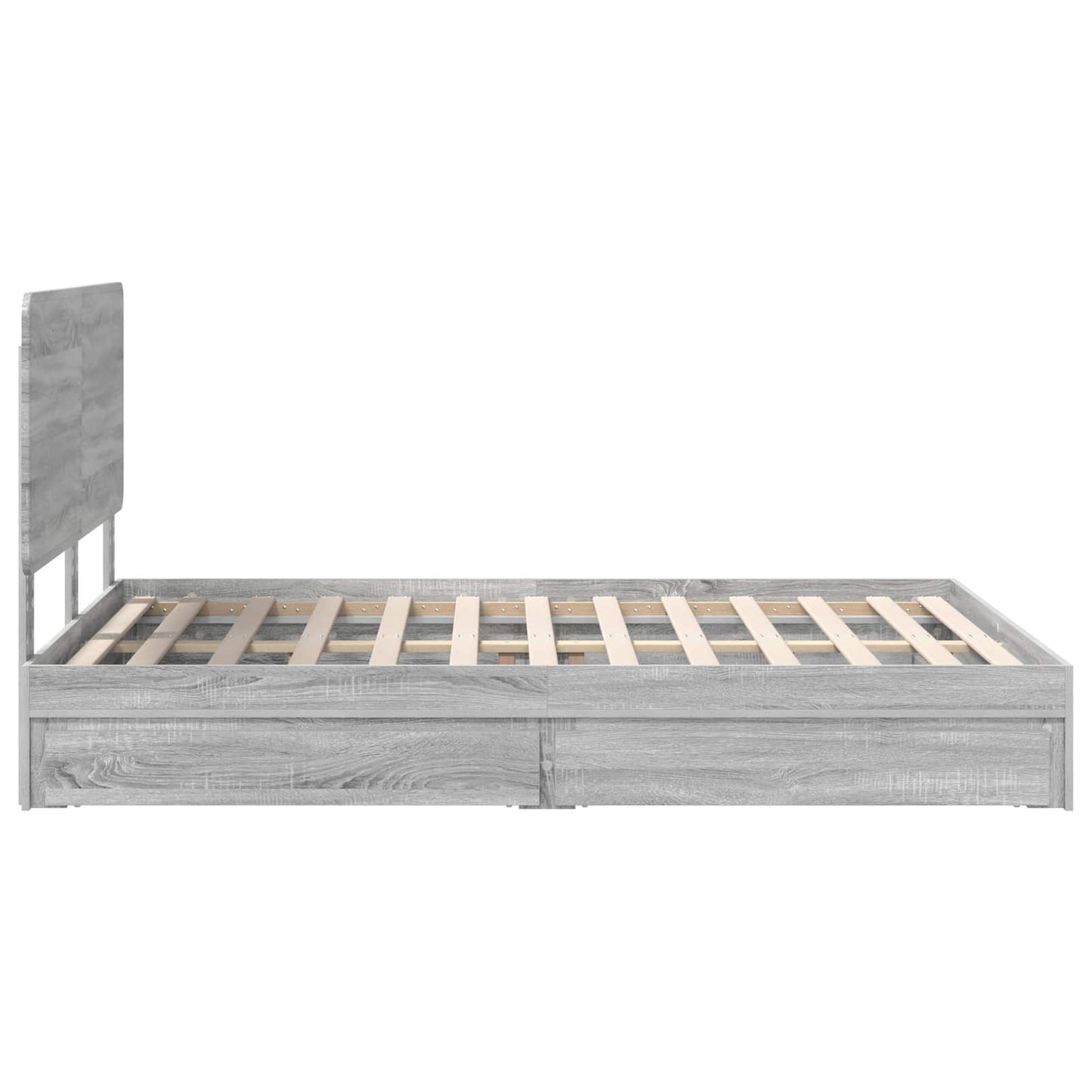Opslag bed met lade Grijs Sonoma 160 x 200 cm Bewerkt hout is nu te koop bij PeponiXL, paradijselijk wonen!