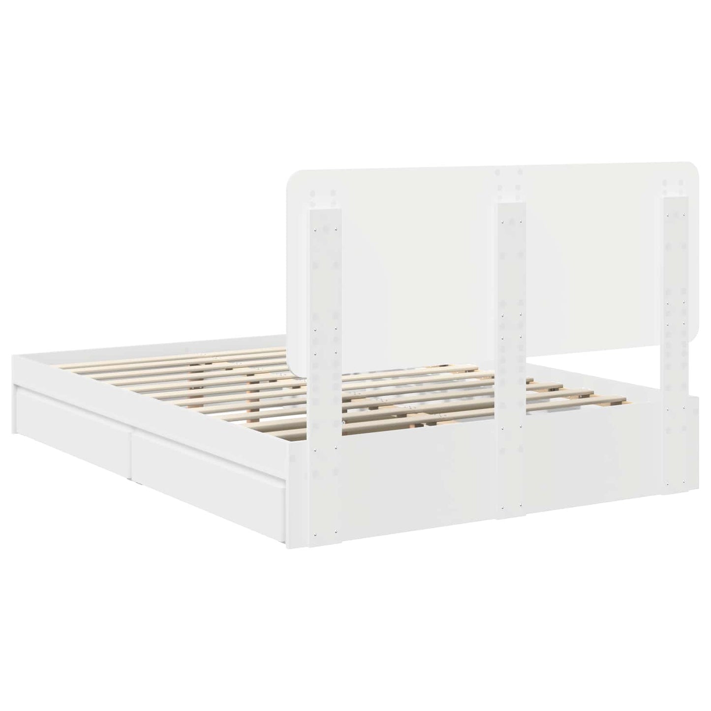 Opslag bed met hoofdeinde Wit 150 x 200 cm Bewerkt hout is nu te koop bij PeponiXL, paradijselijk wonen!