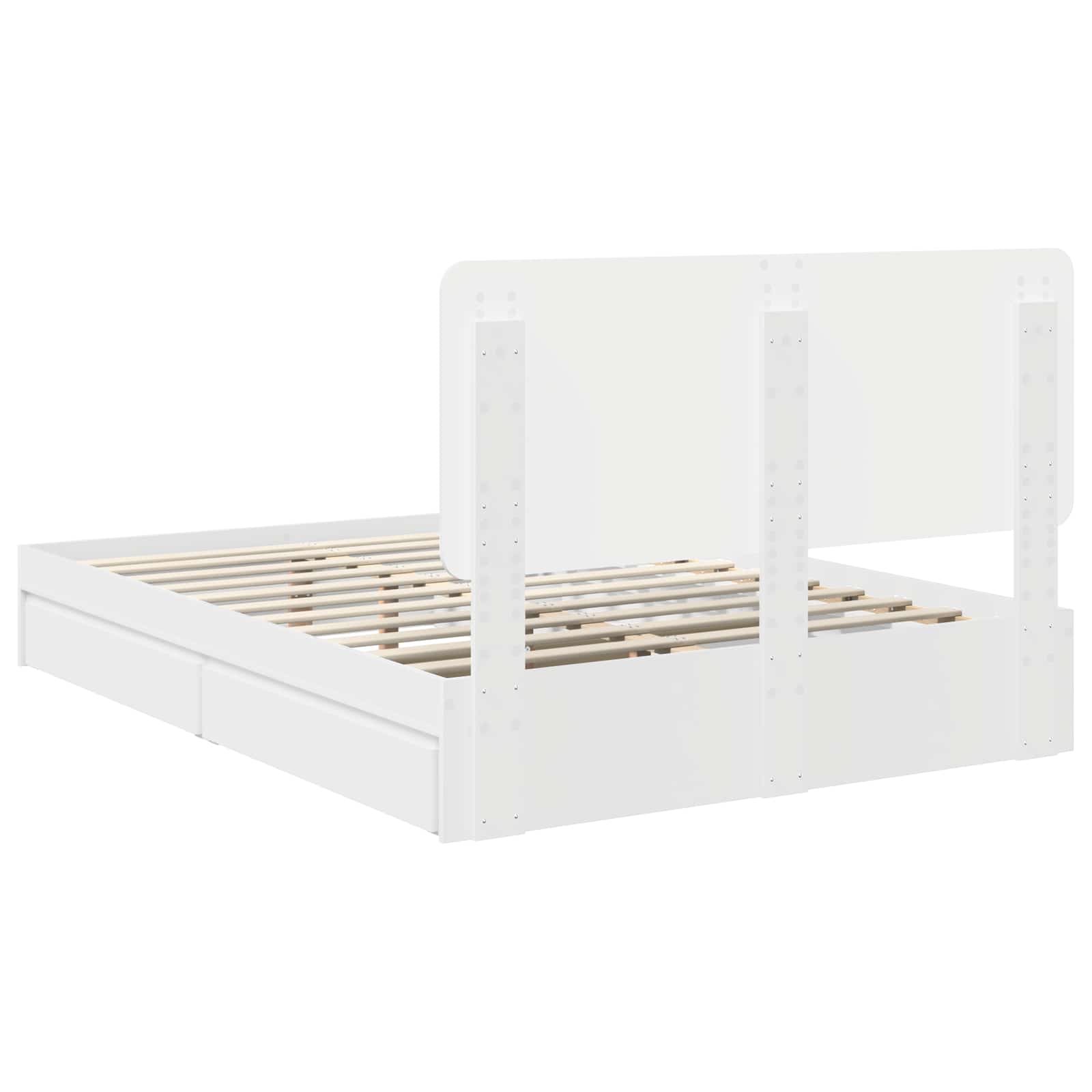 Opslag bed met hoofdeinde Wit 150 x 200 cm Bewerkt hout is nu te koop bij PeponiXL, paradijselijk wonen!