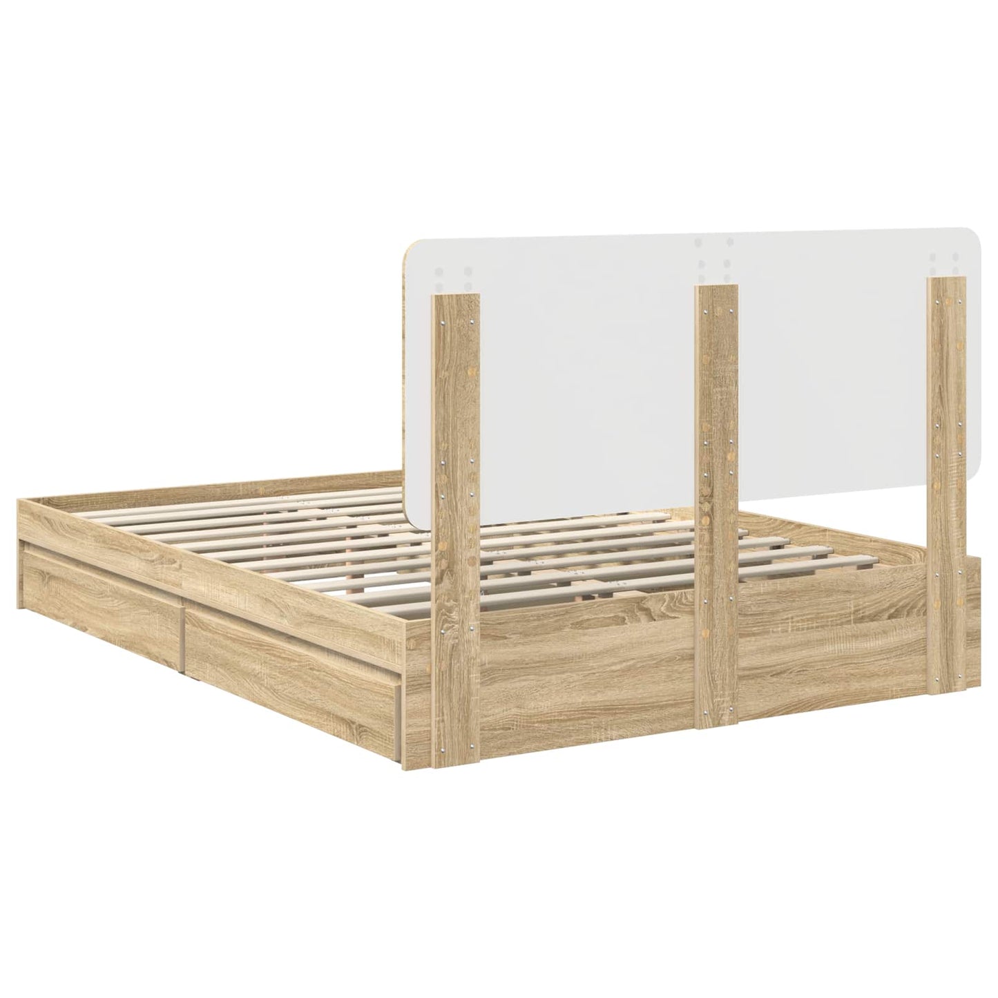Opslag bed met lade Sonoma Eiken 150 x 200 cm Bewerkt hout is nu te koop bij PeponiXL, paradijselijk wonen!