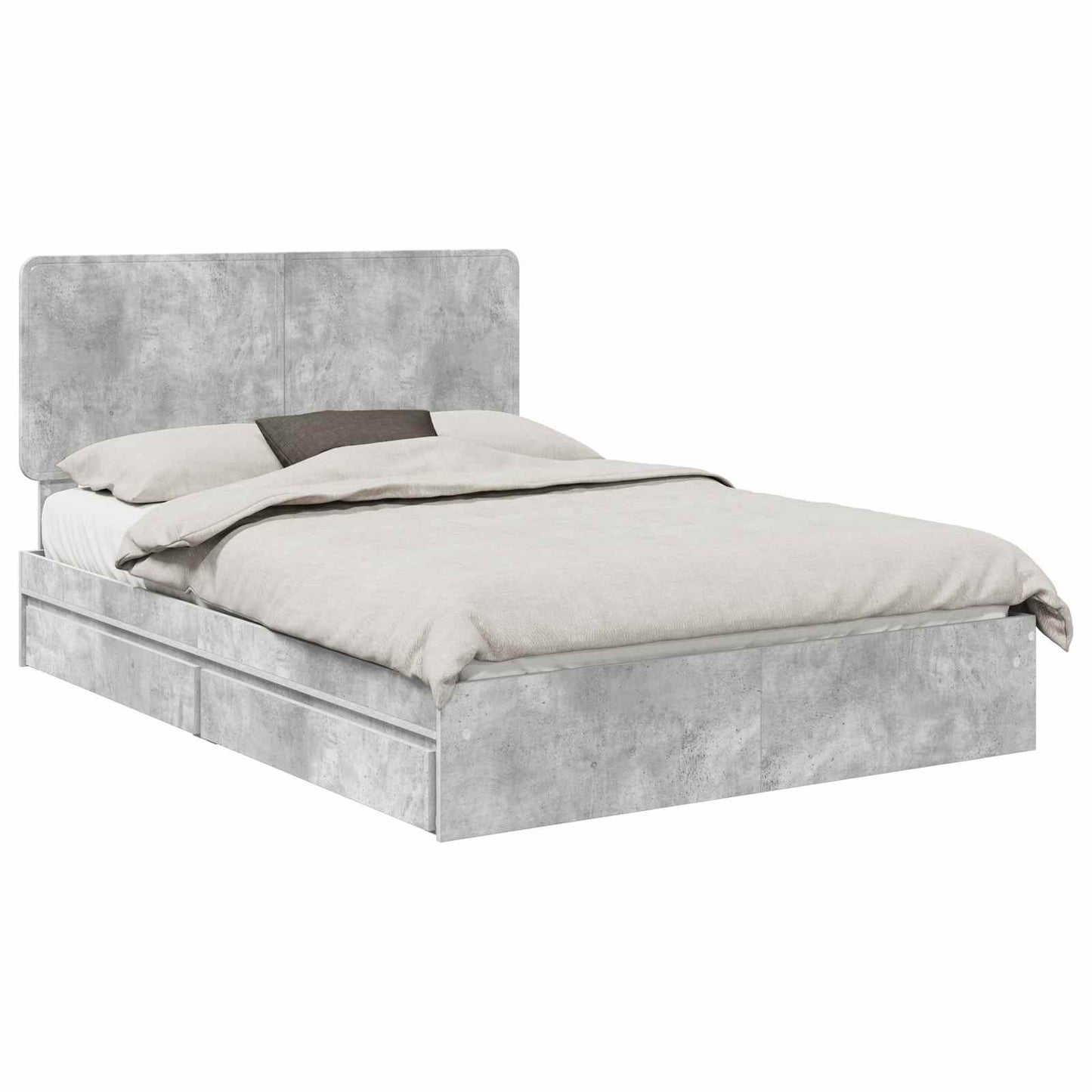 Opslag bed met hoofdeinde Beton Grijs 150 x 200 cm Bewerkt hout is nu te koop bij PeponiXL, paradijselijk wonen!