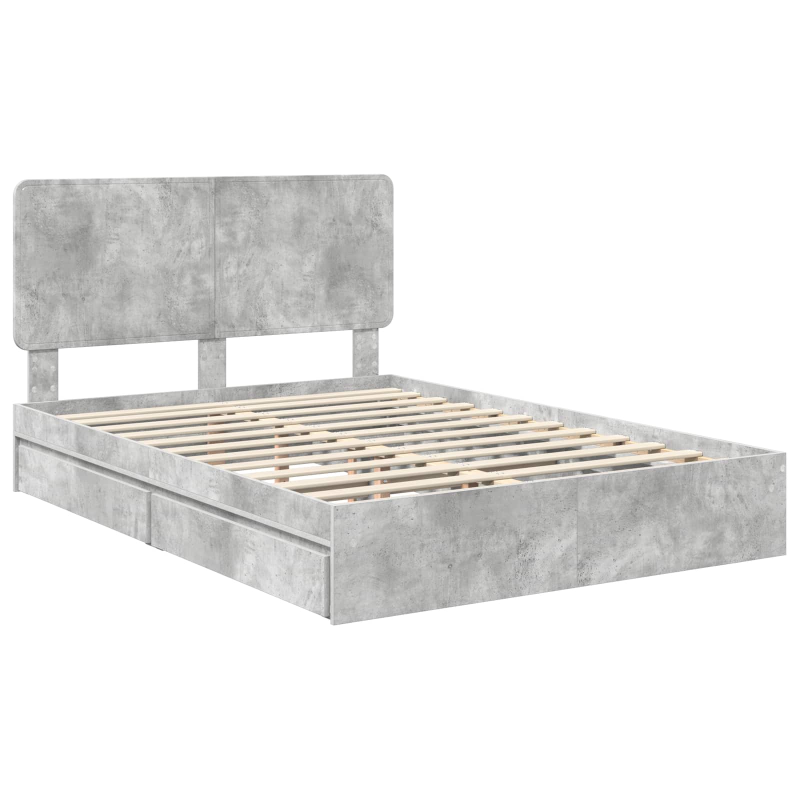 Opslag bed met hoofdeinde Beton Grijs 150 x 200 cm Bewerkt hout is nu te koop bij PeponiXL, paradijselijk wonen!