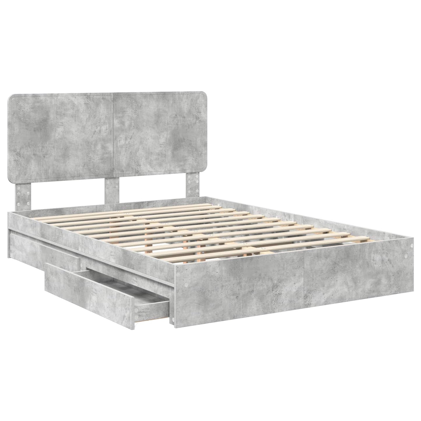 Opslag bed met hoofdeinde Beton Grijs 150 x 200 cm Bewerkt hout is nu te koop bij PeponiXL, paradijselijk wonen!