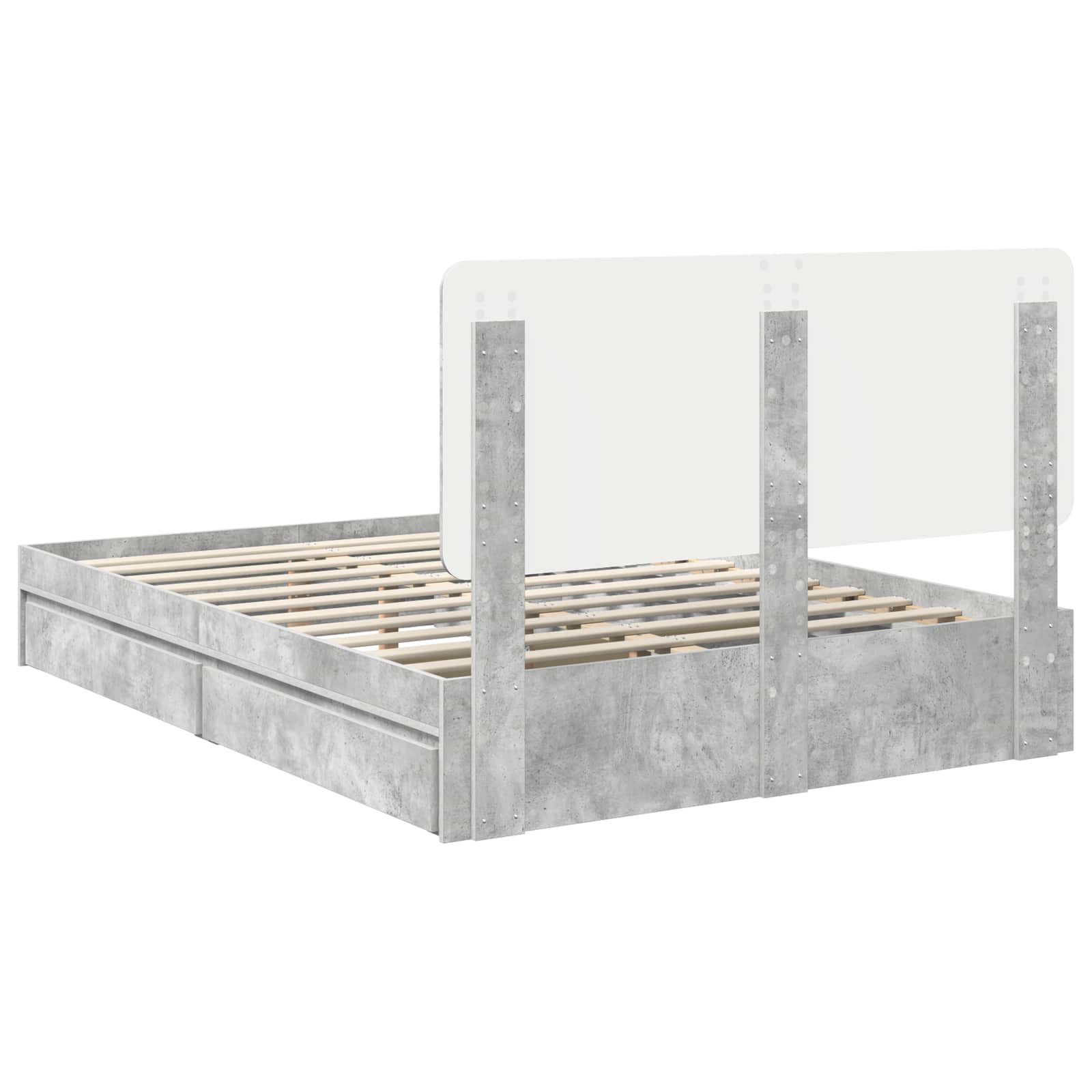 Opslag bed met hoofdeinde Beton Grijs 150 x 200 cm Bewerkt hout is nu te koop bij PeponiXL, paradijselijk wonen!