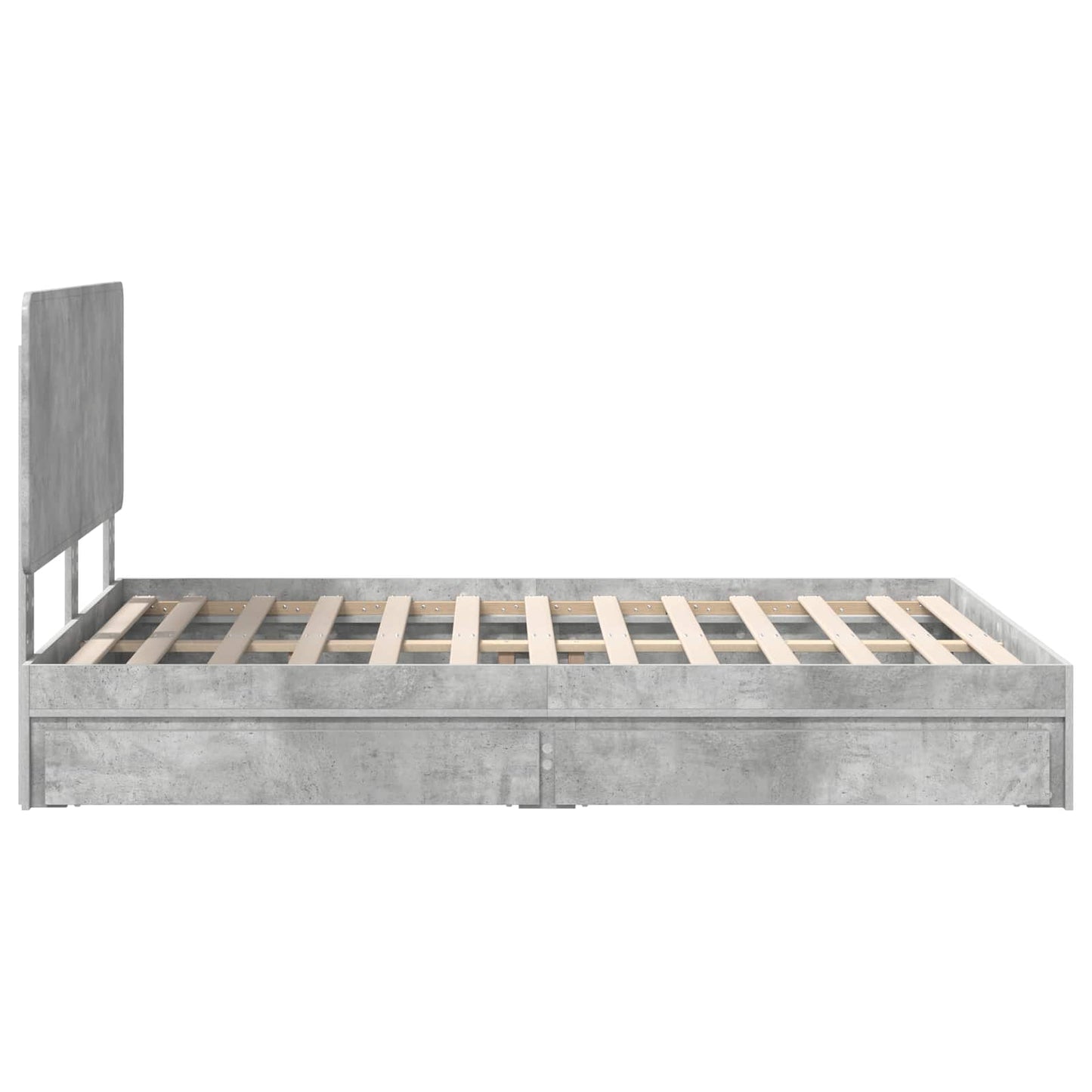 Opslag bed met hoofdeinde Beton Grijs 150 x 200 cm Bewerkt hout is nu te koop bij PeponiXL, paradijselijk wonen!