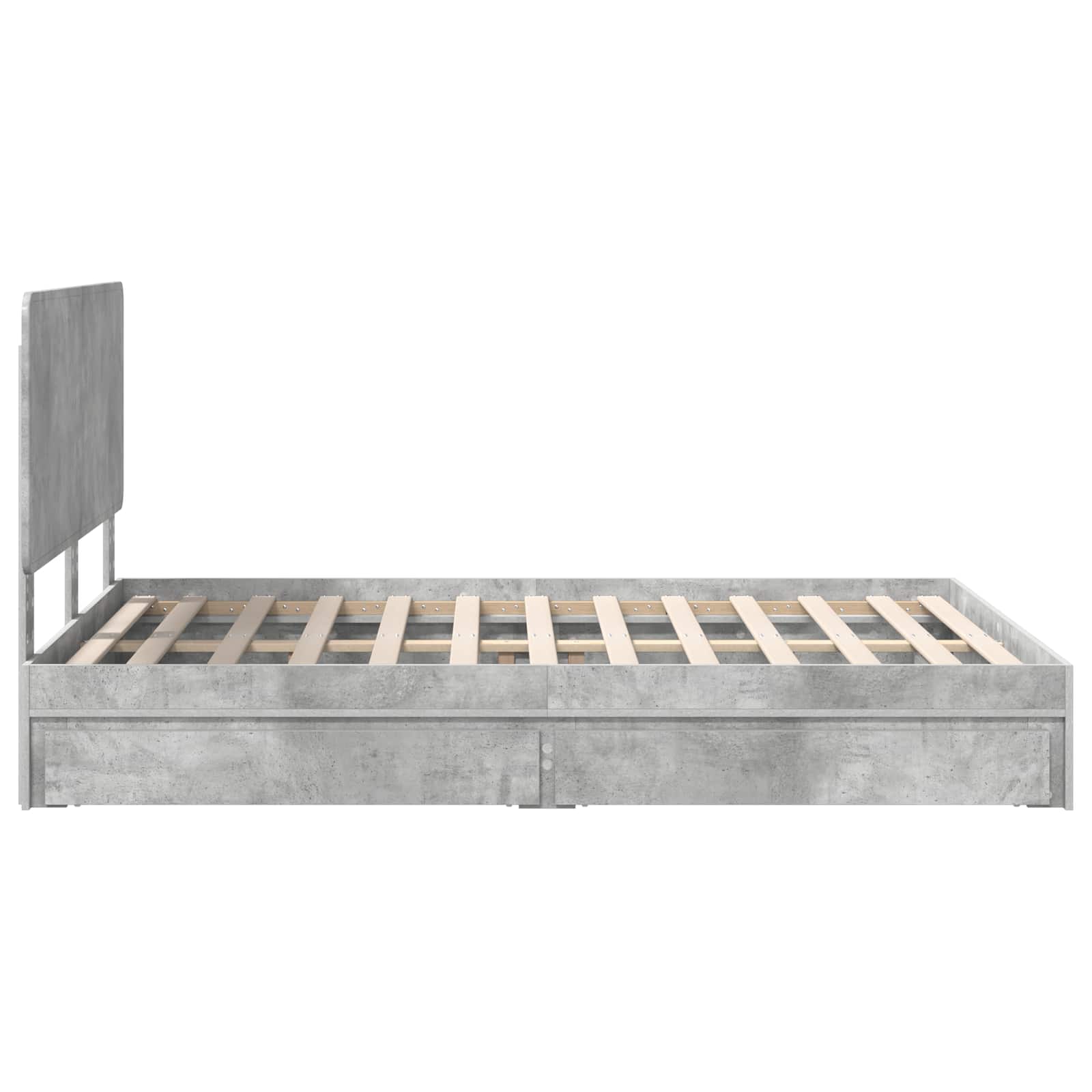 Opslag bed met hoofdeinde Beton Grijs 150 x 200 cm Bewerkt hout is nu te koop bij PeponiXL, paradijselijk wonen!