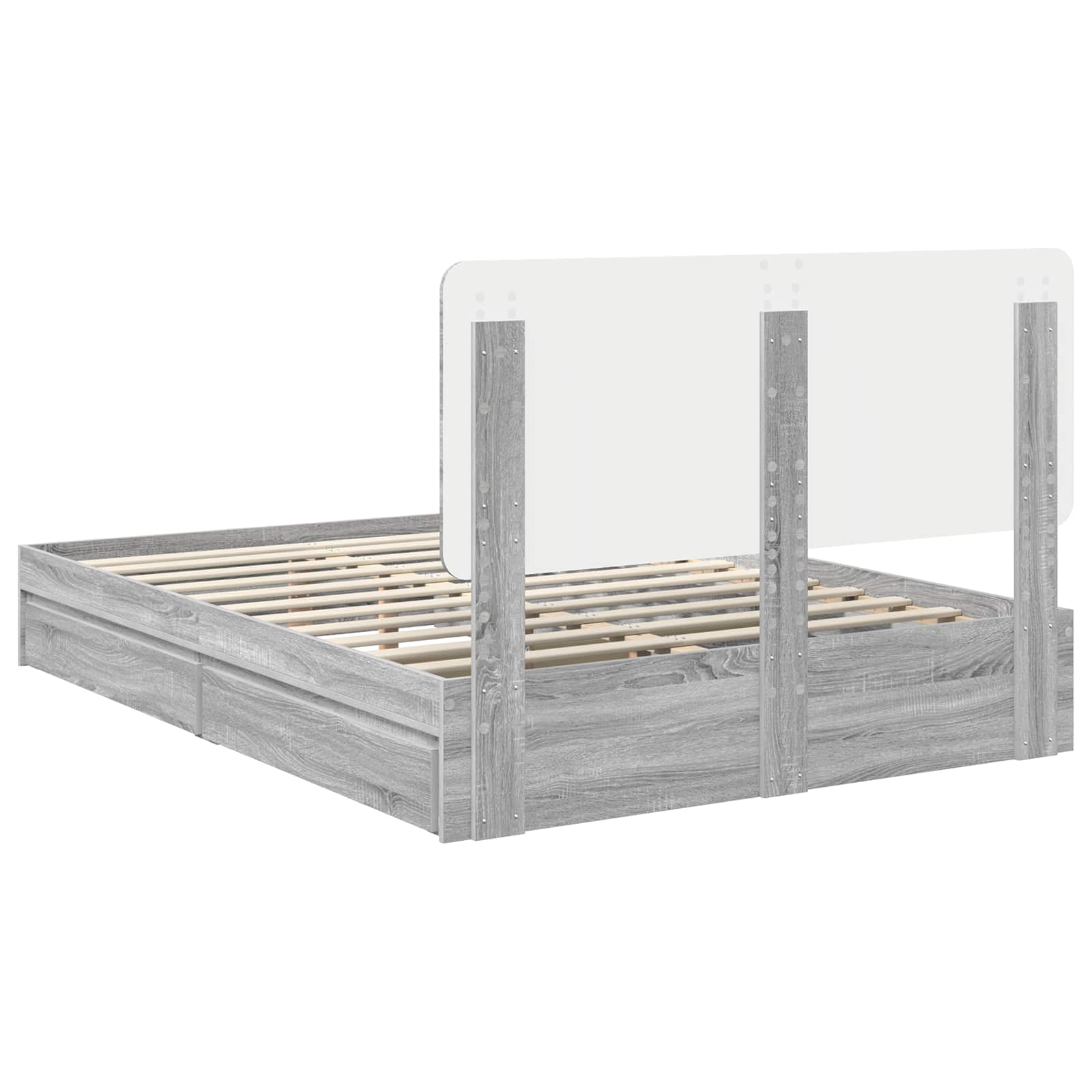 Opslag bed met lade Grijs Sonoma 150 x 200 cm Bewerkt hout is nu te koop bij PeponiXL, paradijselijk wonen!