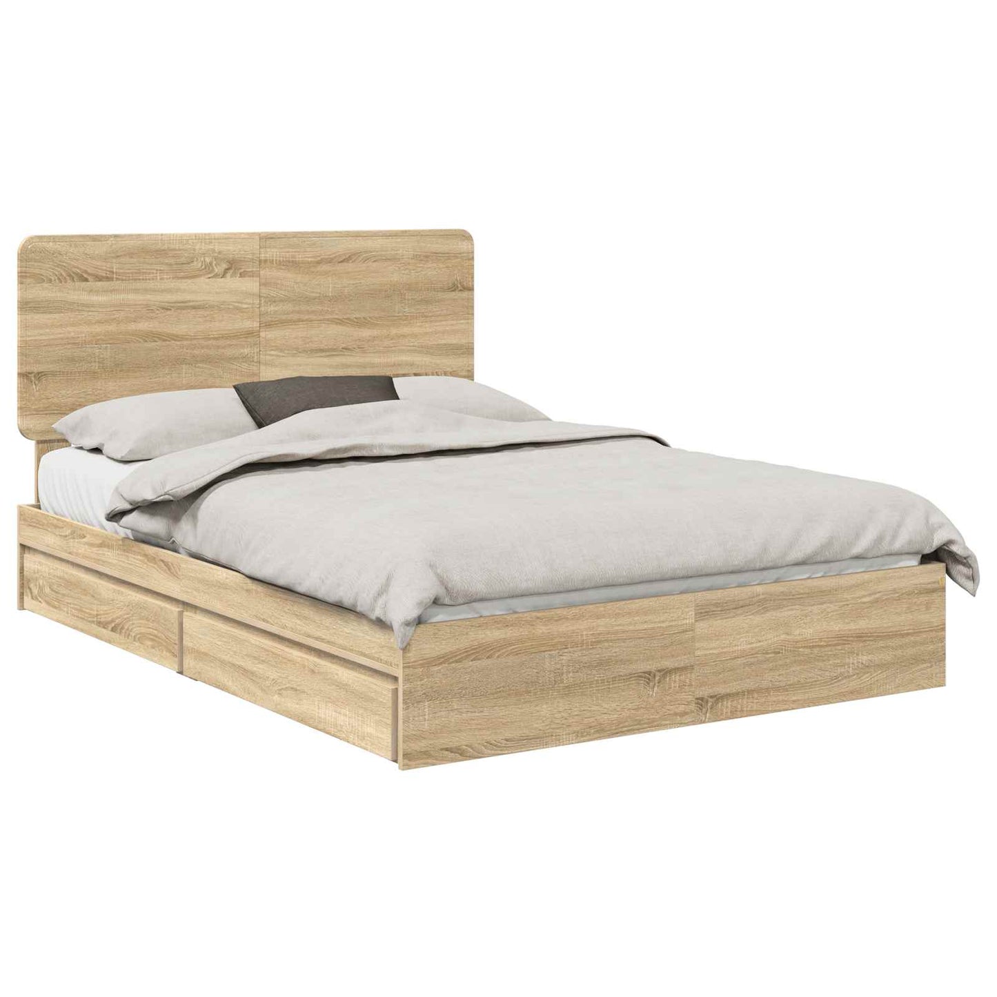 Opslag bed met lade Sonoma Eiken 140 x 200 cm Bewerkt hout is nu te koop bij PeponiXL, paradijselijk wonen!