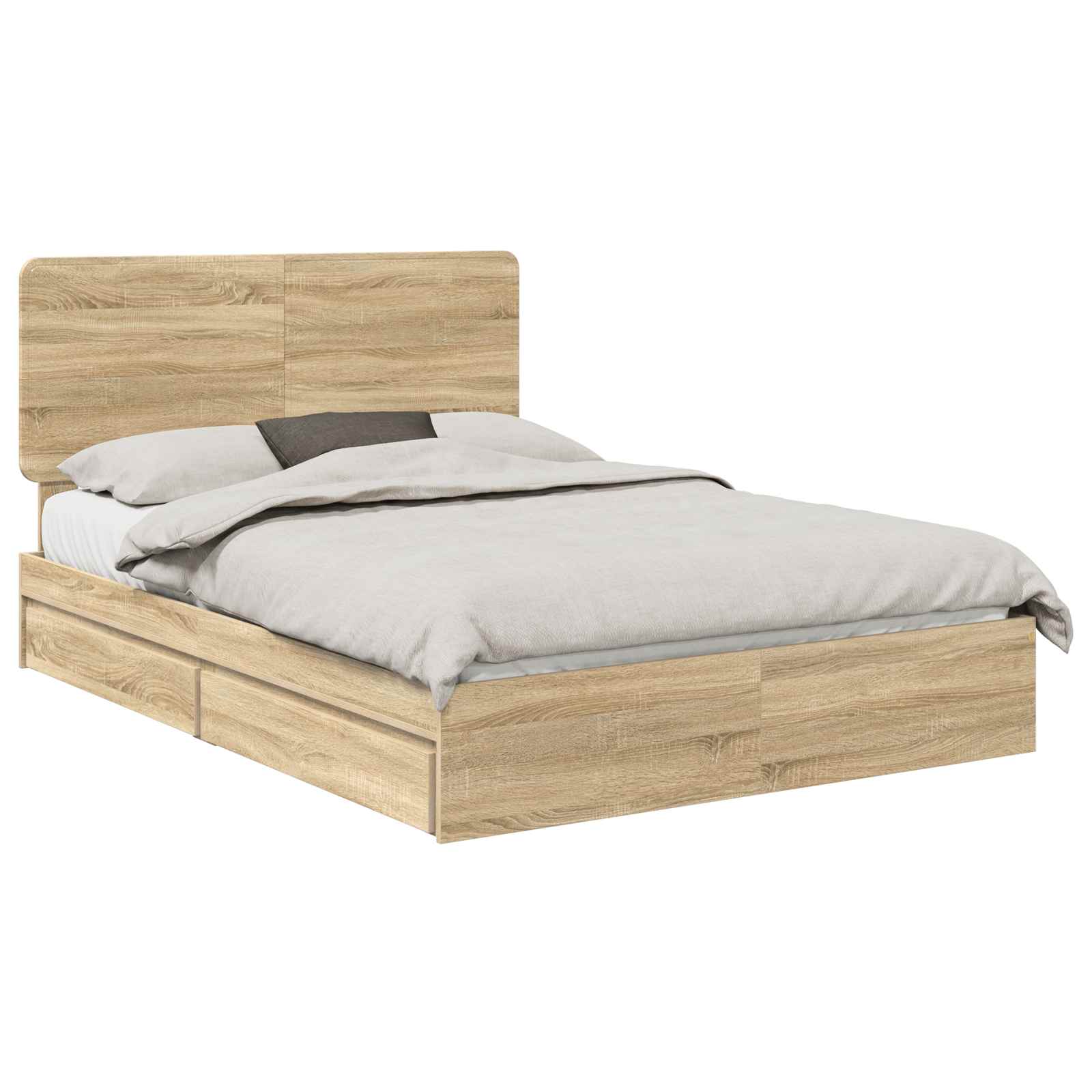 Opslag bed met lade Sonoma Eiken 140 x 200 cm Bewerkt hout is nu te koop bij PeponiXL, paradijselijk wonen!