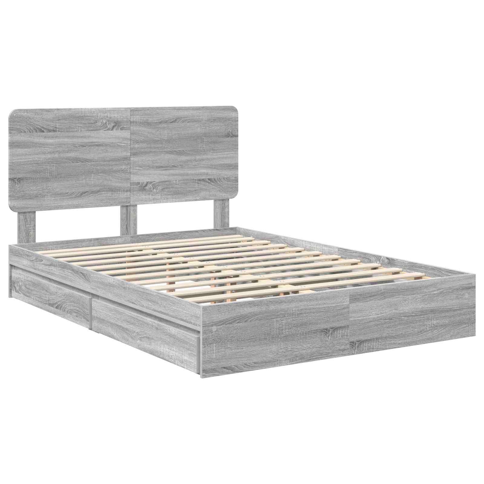 Opslag bed met lade Grijs Sonoma 140 x 200 cm Bewerkt hout is nu te koop bij PeponiXL, paradijselijk wonen!