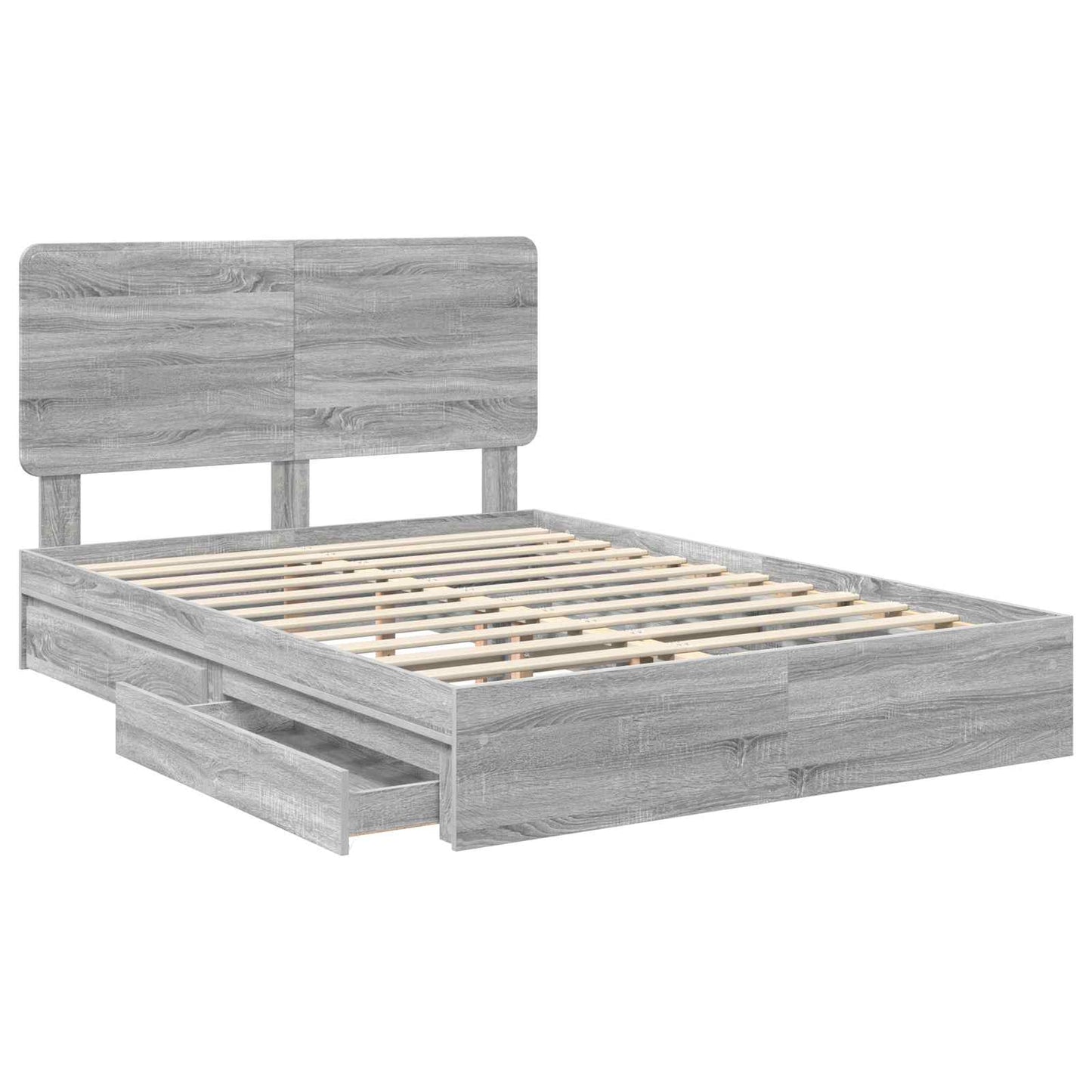 Opslag bed met lade Grijs Sonoma 140 x 200 cm Bewerkt hout is nu te koop bij PeponiXL, paradijselijk wonen!