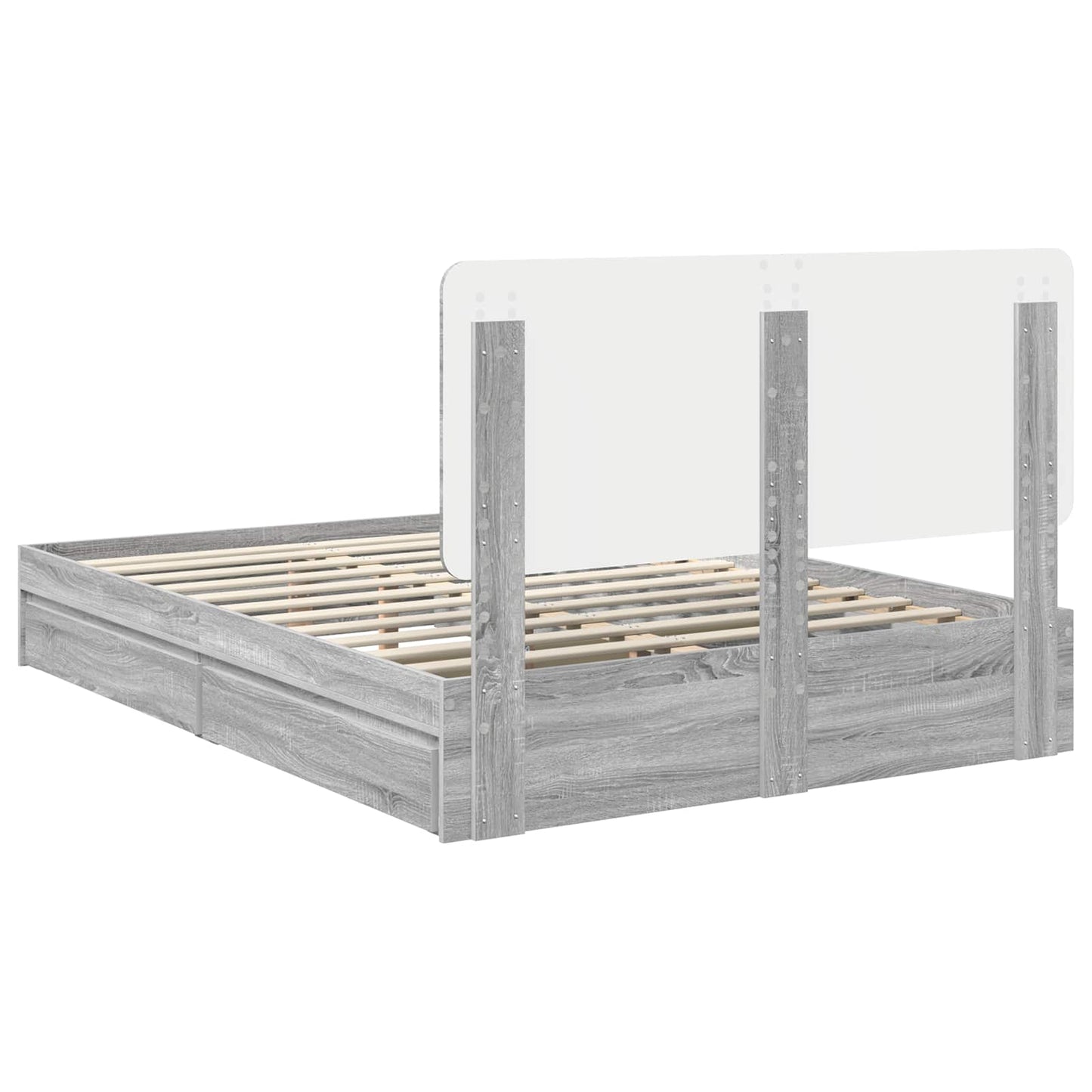 Opslag bed met lade Grijs Sonoma 140 x 200 cm Bewerkt hout is nu te koop bij PeponiXL, paradijselijk wonen!