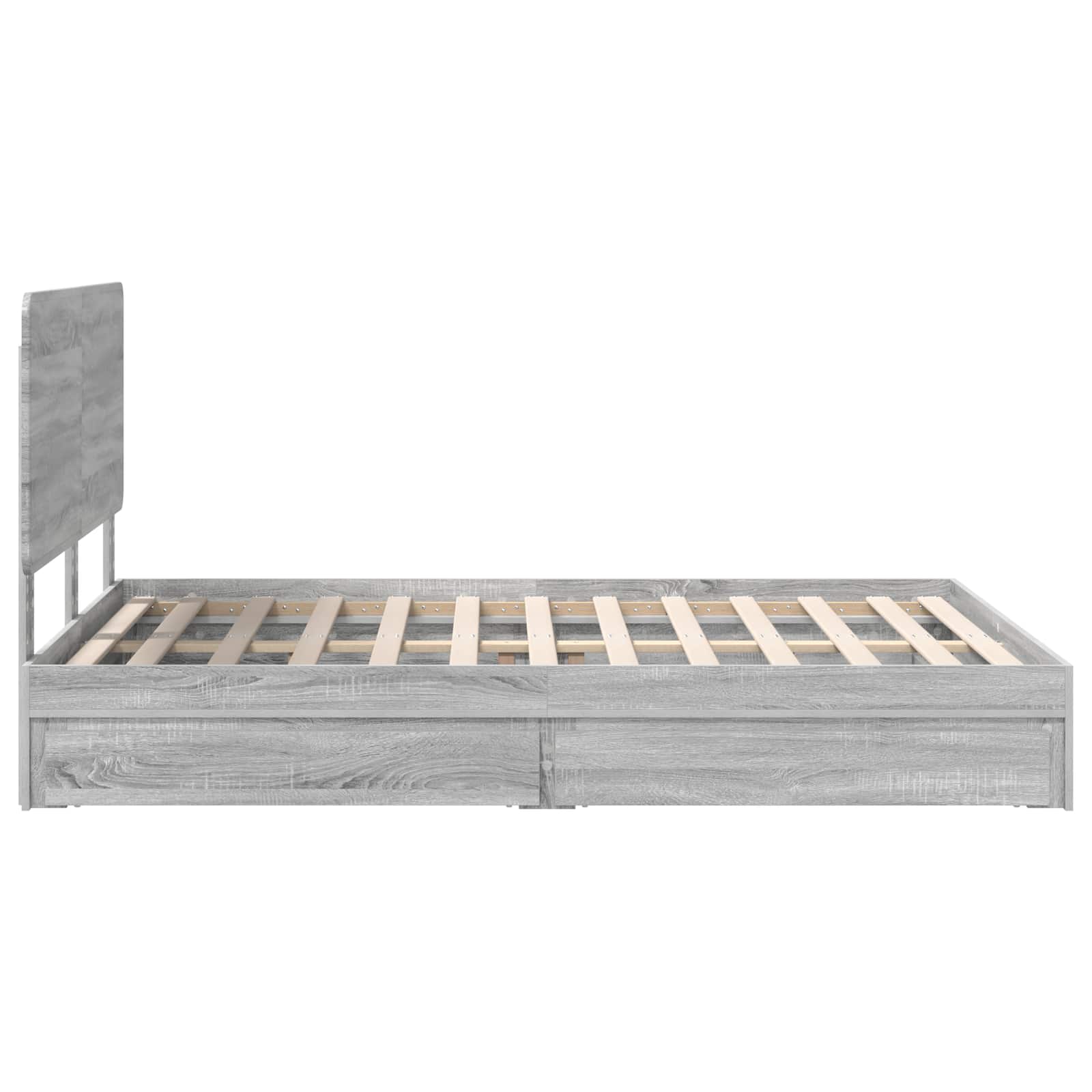 Opslag bed met lade Grijs Sonoma 140 x 200 cm Bewerkt hout is nu te koop bij PeponiXL, paradijselijk wonen!