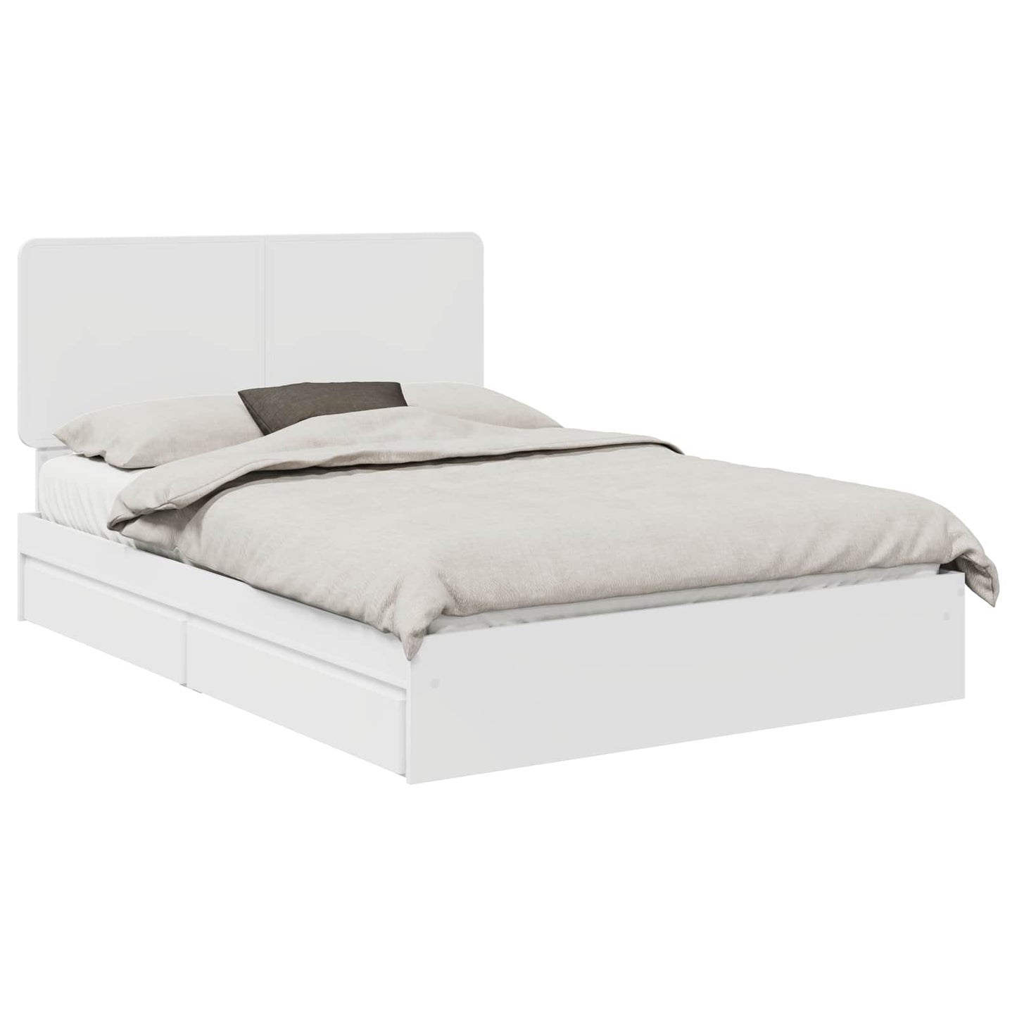 Opslag bed met hoofdeinde Wit 140 x 190 cm Bewerkt hout is nu te koop bij PeponiXL, paradijselijk wonen!