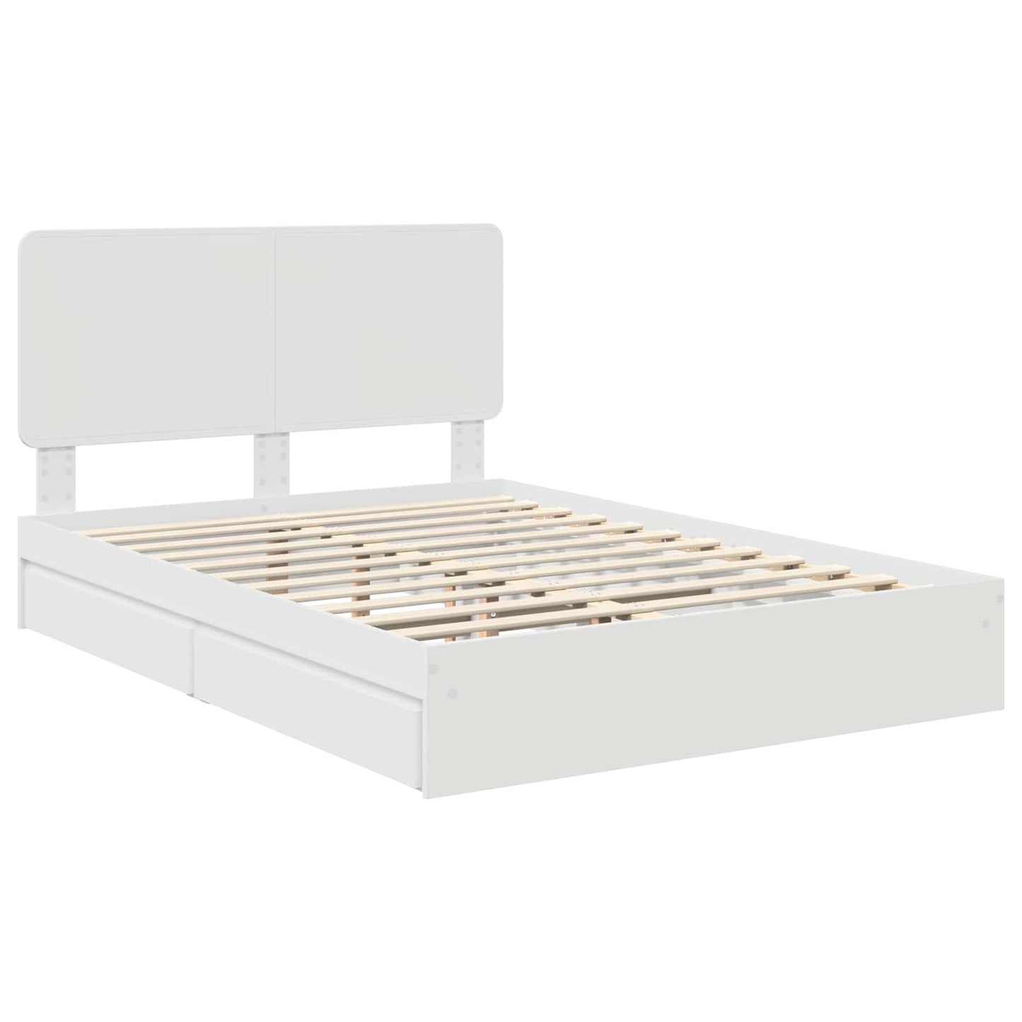 Opslag bed met hoofdeinde Wit 140 x 190 cm Bewerkt hout is nu te koop bij PeponiXL, paradijselijk wonen!