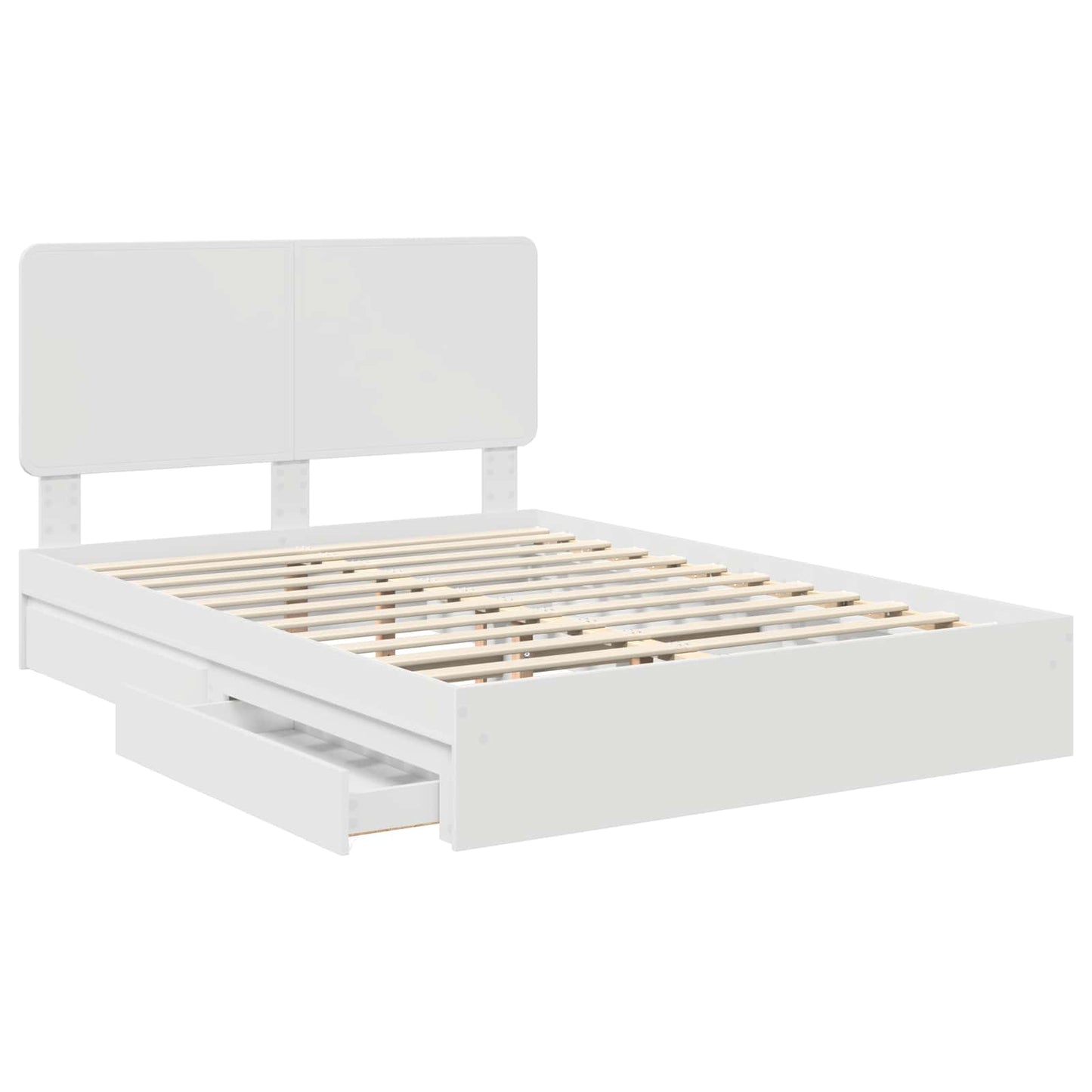 Opslag bed met hoofdeinde Wit 140 x 190 cm Bewerkt hout is nu te koop bij PeponiXL, paradijselijk wonen!