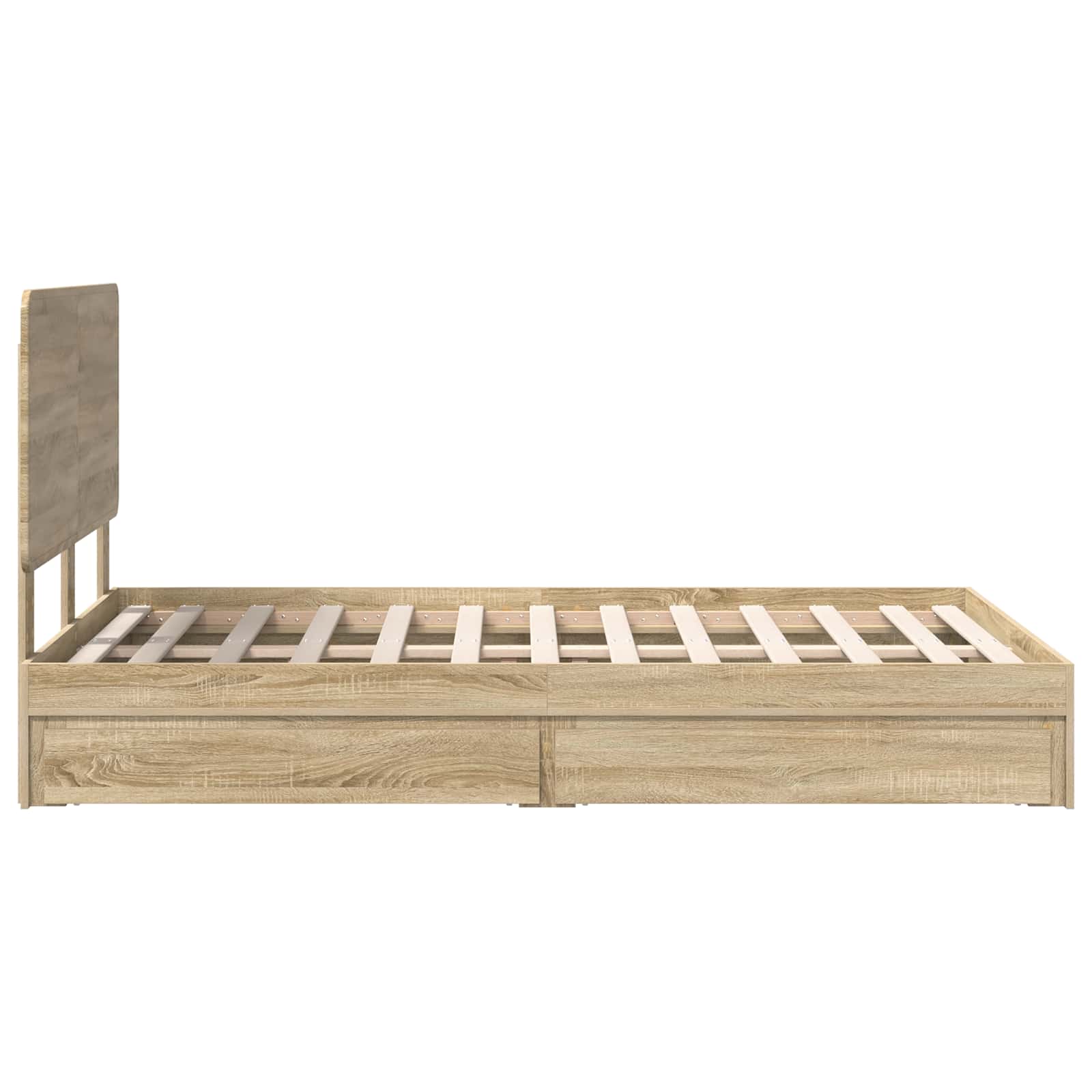 Opslag bed met lade Sonoma Eiken 135 x 190 cm Bewerkt hout is nu te koop bij PeponiXL, paradijselijk wonen!