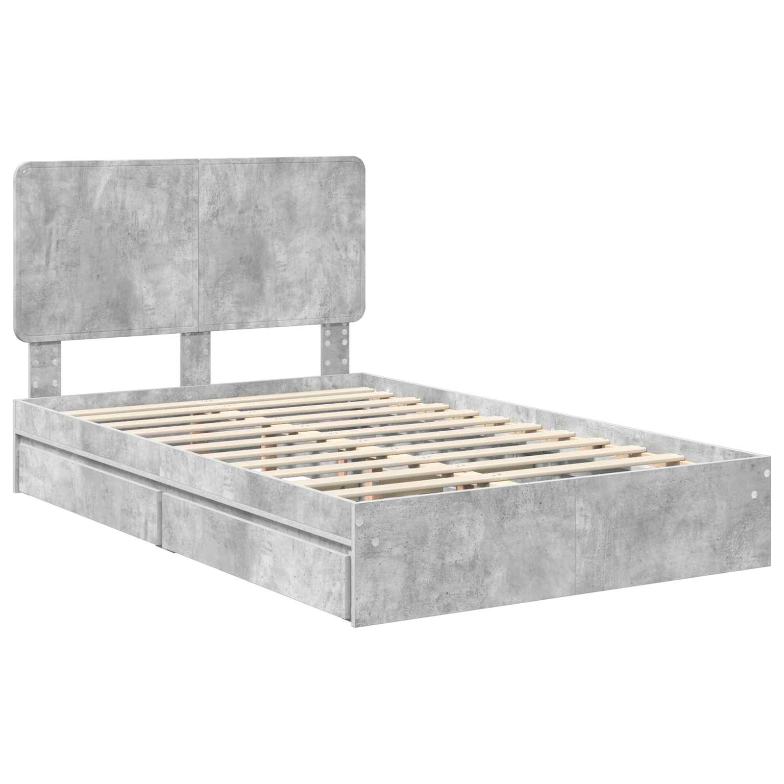 Opslag bed met hoofdeinde Beton Grijs 135 x 190 cm Bewerkt hout is nu te koop bij PeponiXL, paradijselijk wonen!