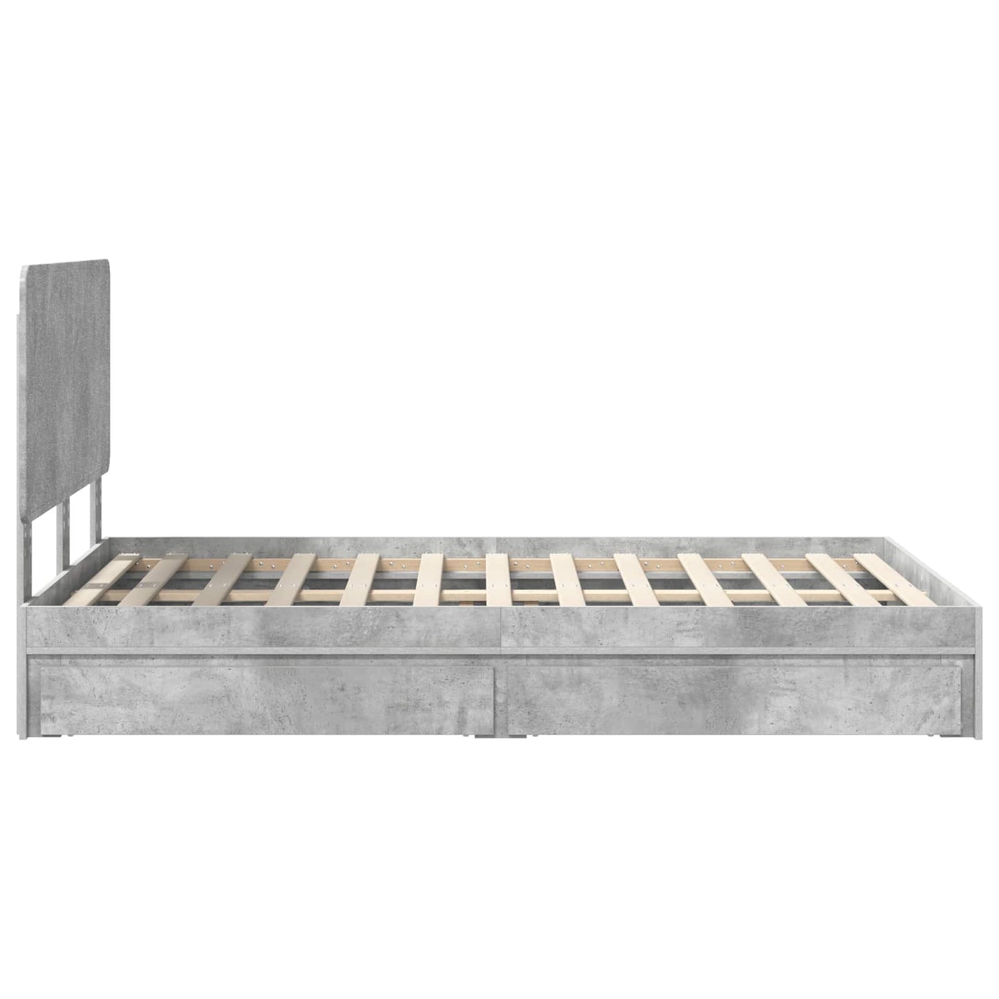 Opslag bed met hoofdeinde Beton Grijs 135 x 190 cm Bewerkt hout is nu te koop bij PeponiXL, paradijselijk wonen!