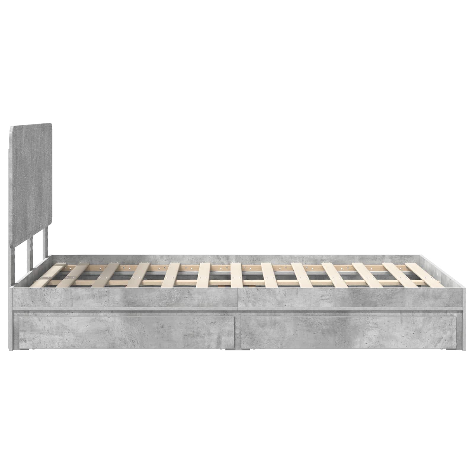 Opslag bed met hoofdeinde Beton Grijs 135 x 190 cm Bewerkt hout is nu te koop bij PeponiXL, paradijselijk wonen!