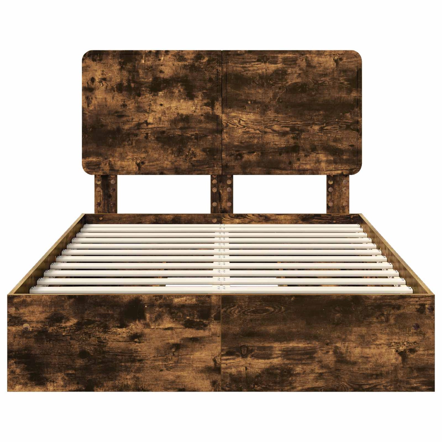 Opslag bed met lade Gerookt eiken 135 x 190 cm Bewerkt hout is nu te koop bij PeponiXL, paradijselijk wonen!