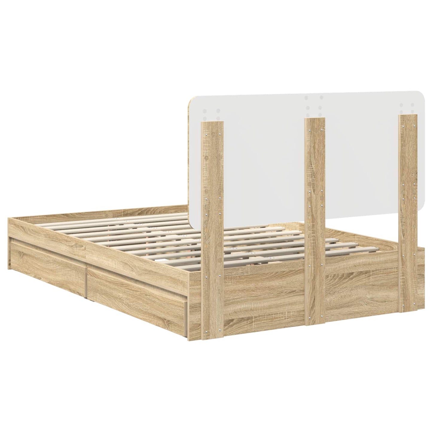 Opslag bed met lade Sonoma Eiken 120 x 200 cm Bewerkt hout is nu te koop bij PeponiXL, paradijselijk wonen!