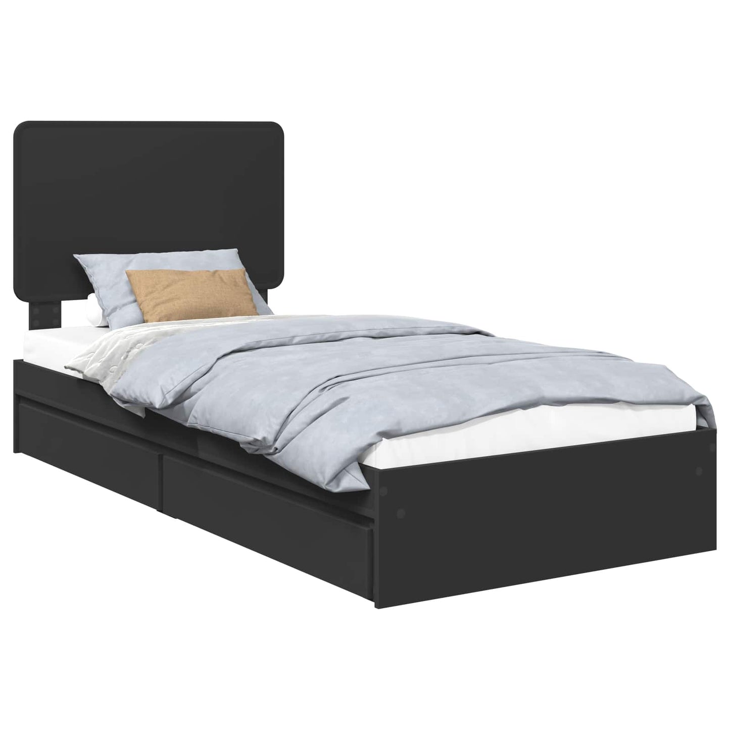 Opslag bed met hoofdeinde Zwart 100 x 200 cm Bewerkt hout is nu te koop bij PeponiXL, paradijselijk wonen!