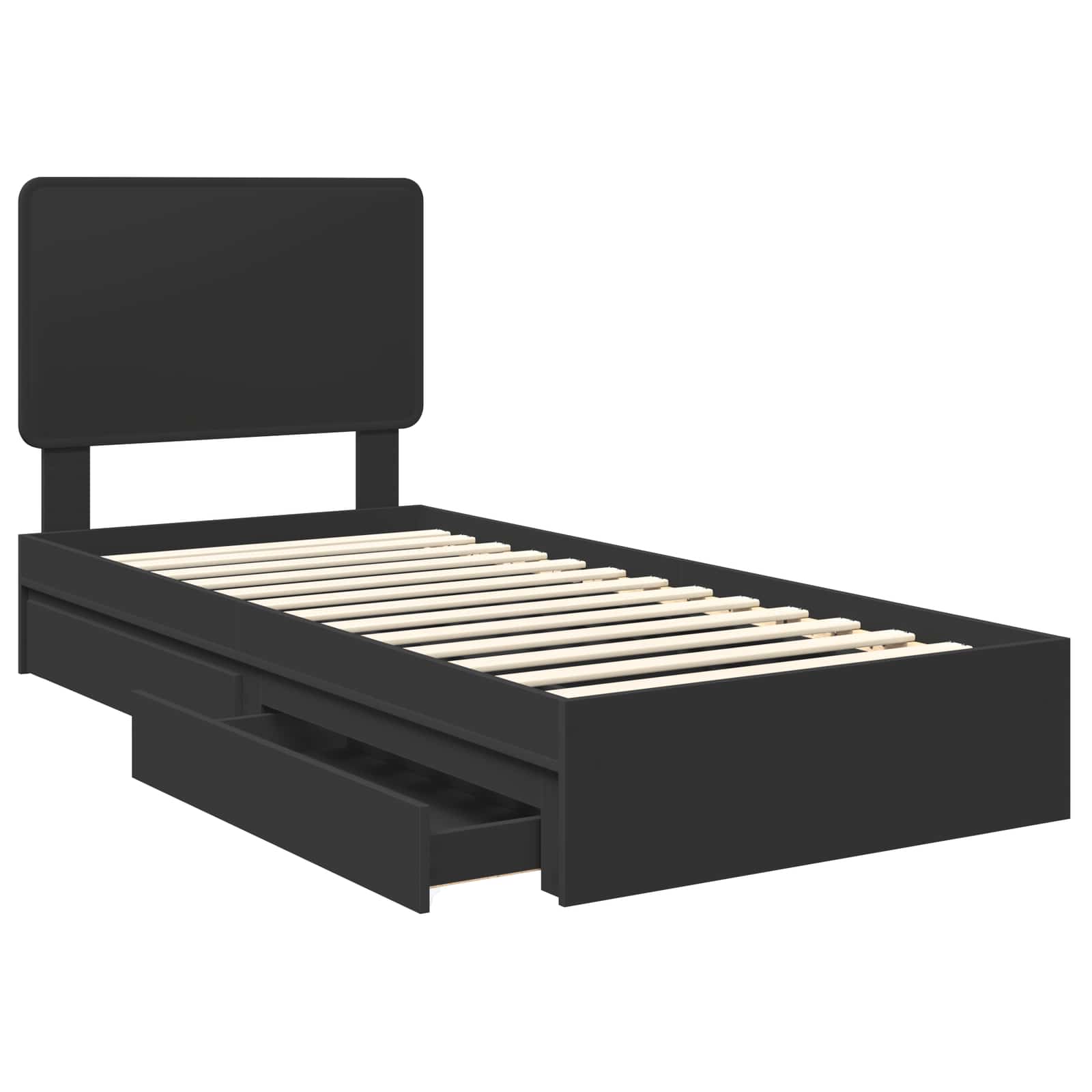 Opslag bed met hoofdeinde Zwart 100 x 200 cm Bewerkt hout is nu te koop bij PeponiXL, paradijselijk wonen!