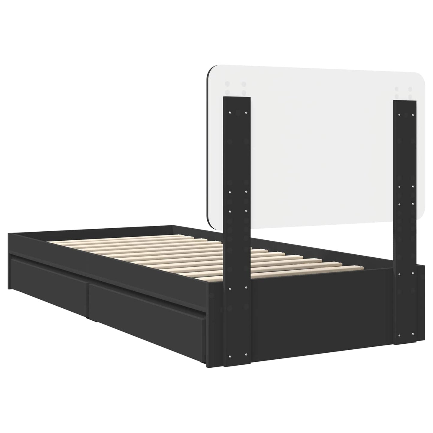 Opslag bed met hoofdeinde Zwart 100 x 200 cm Bewerkt hout is nu te koop bij PeponiXL, paradijselijk wonen!