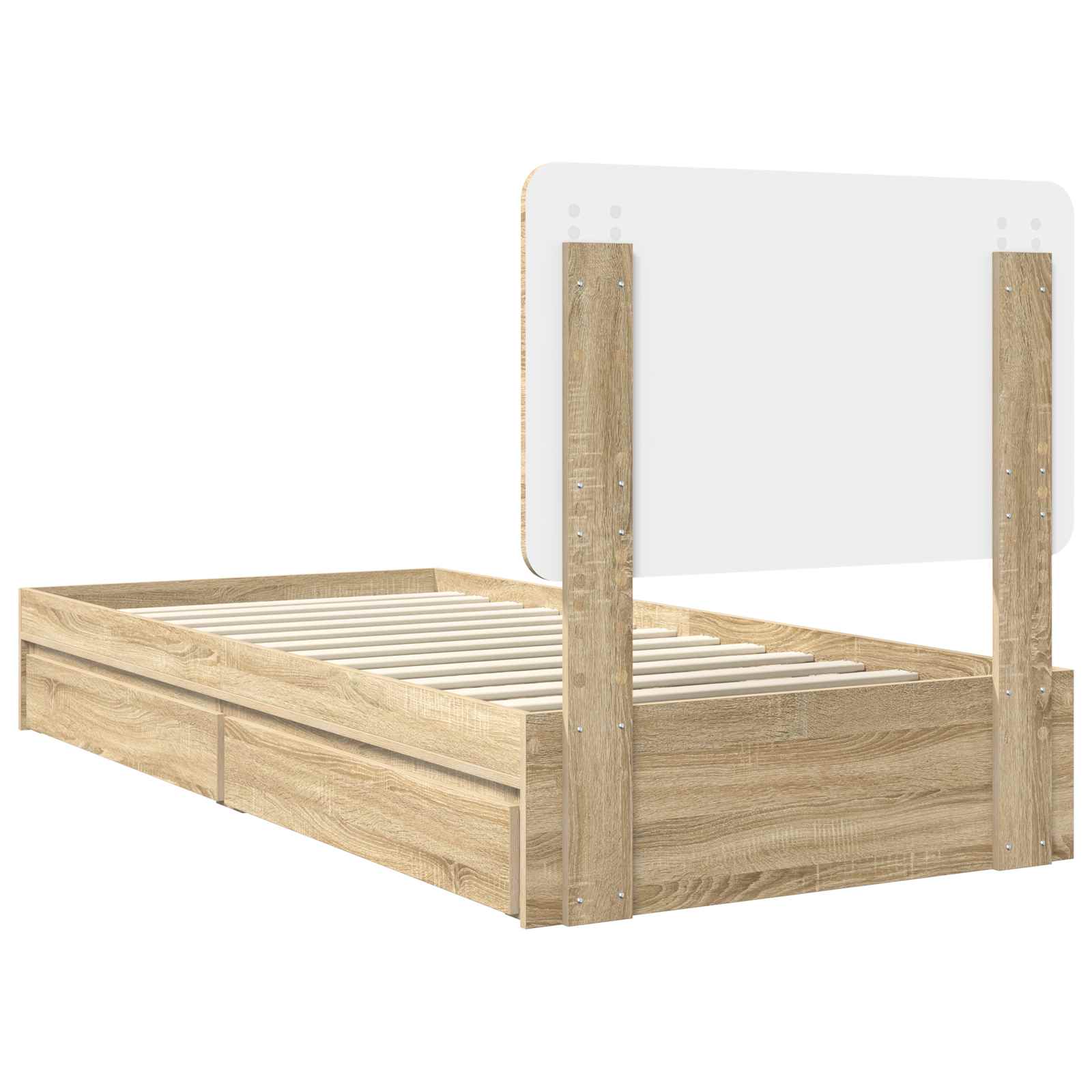 Opslag bed met lade Sonoma Eiken 100 x 200 cm Bewerkt hout is nu te koop bij PeponiXL, paradijselijk wonen!