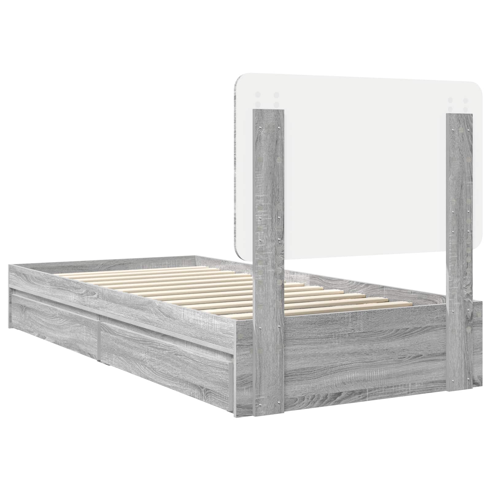 Opslag bed met lade Grijs Sonoma 100 x 200 cm Bewerkt hout is nu te koop bij PeponiXL, paradijselijk wonen!