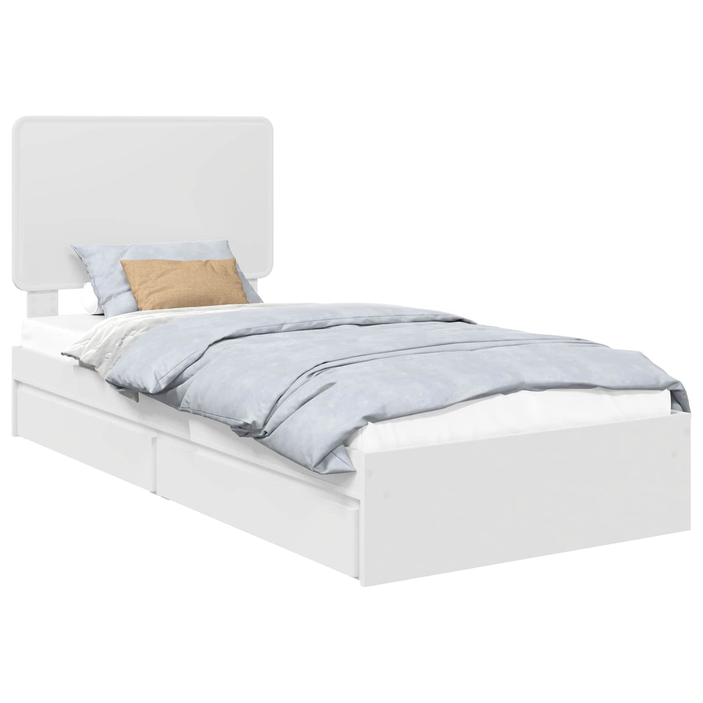 Opslag bed met hoofdeinde met lade Wit 90 x 200 cm Bewerkt hout is nu te koop bij PeponiXL, paradijselijk wonen!
