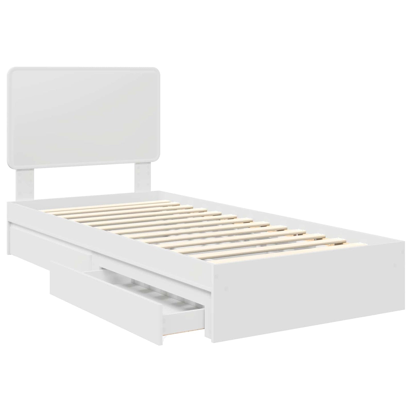 Opslag bed met hoofdeinde met lade Wit 90 x 200 cm Bewerkt hout is nu te koop bij PeponiXL, paradijselijk wonen!