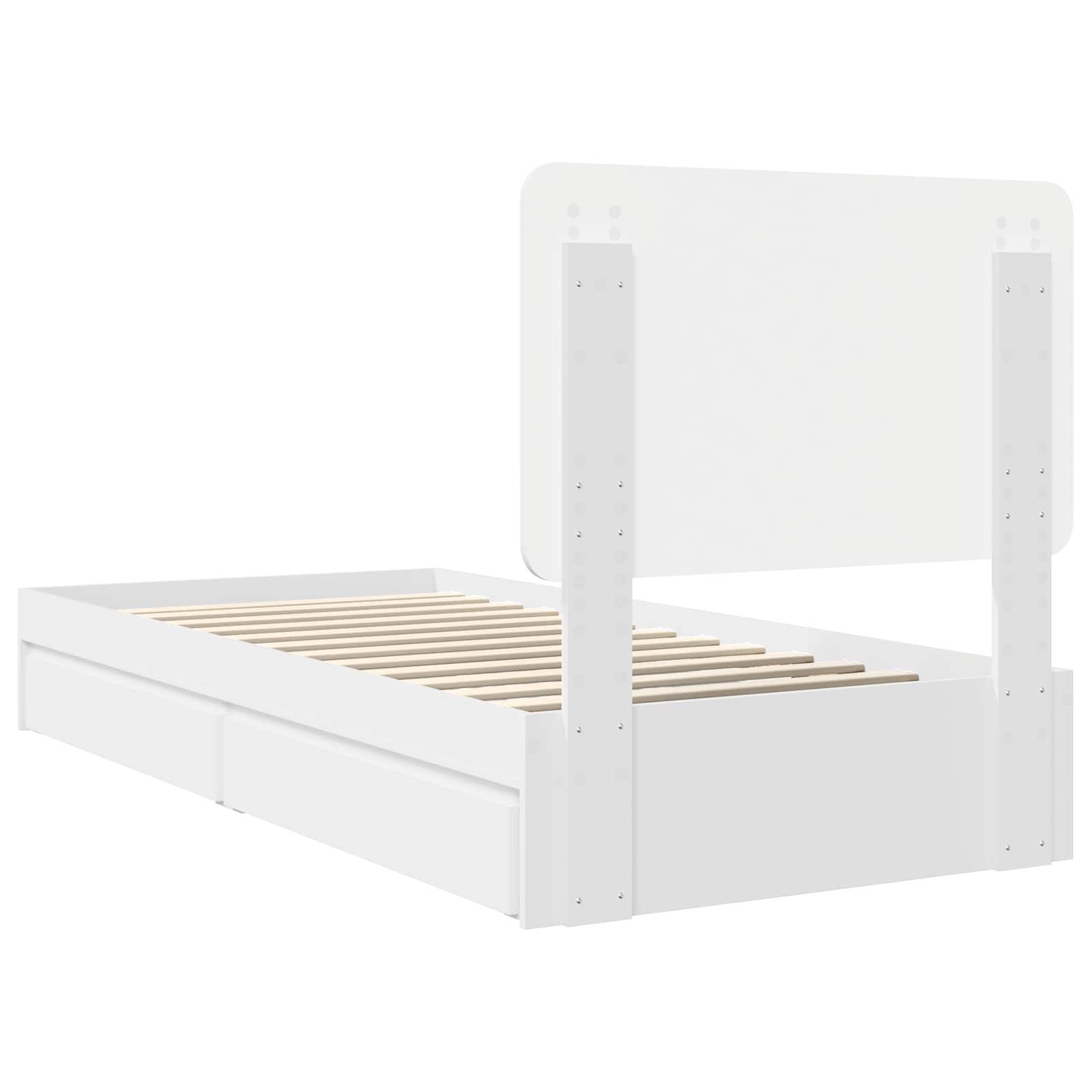 Opslag bed met hoofdeinde met lade Wit 90 x 200 cm Bewerkt hout is nu te koop bij PeponiXL, paradijselijk wonen!