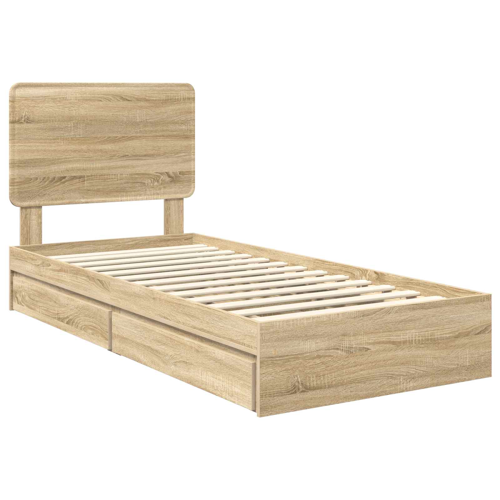 Opslag bed met hoofdeinde Sonoma Eiken 90 x 200 cm Bewerkt hout is nu te koop bij PeponiXL, paradijselijk wonen!