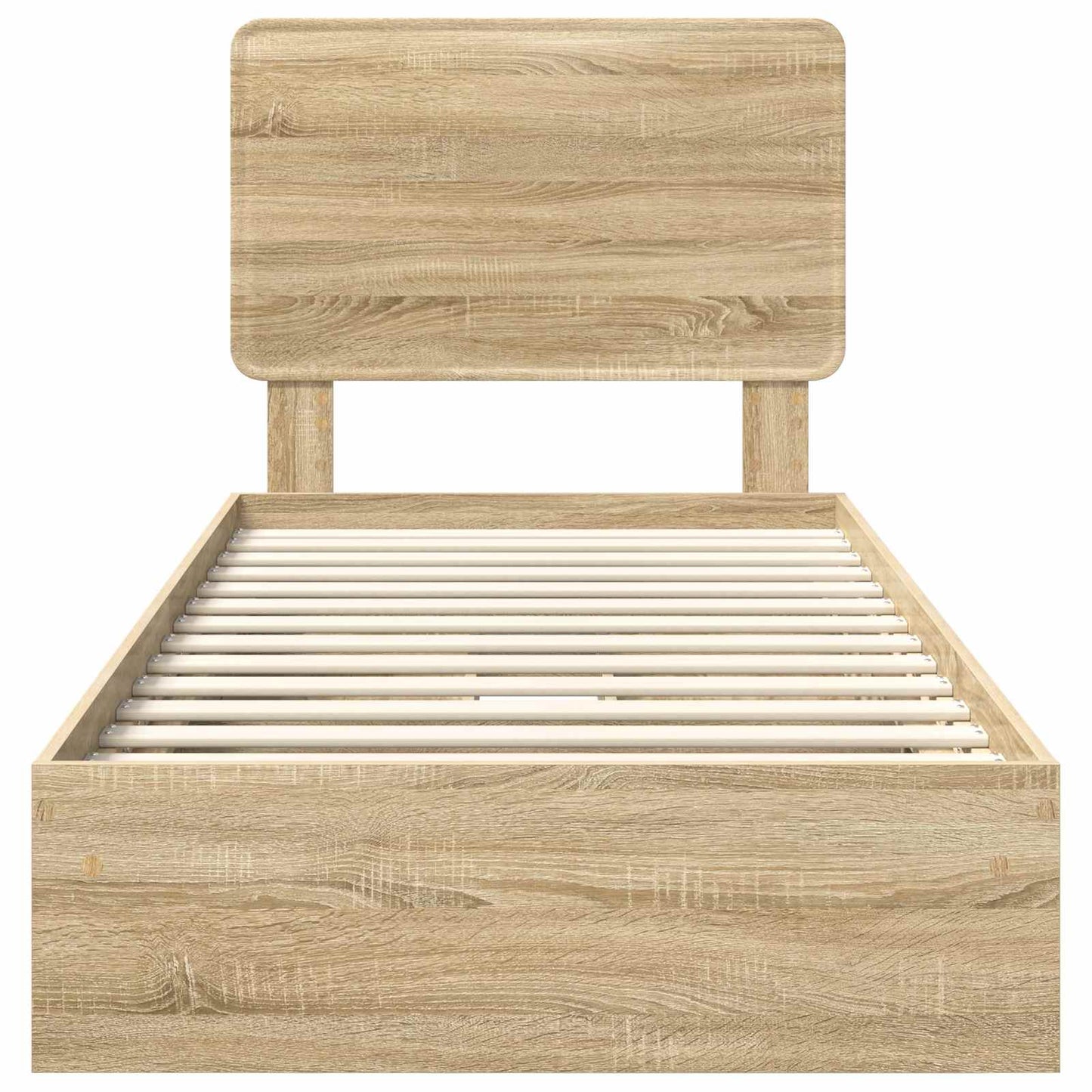 Opslag bed met hoofdeinde Sonoma Eiken 90 x 200 cm Bewerkt hout is nu te koop bij PeponiXL, paradijselijk wonen!