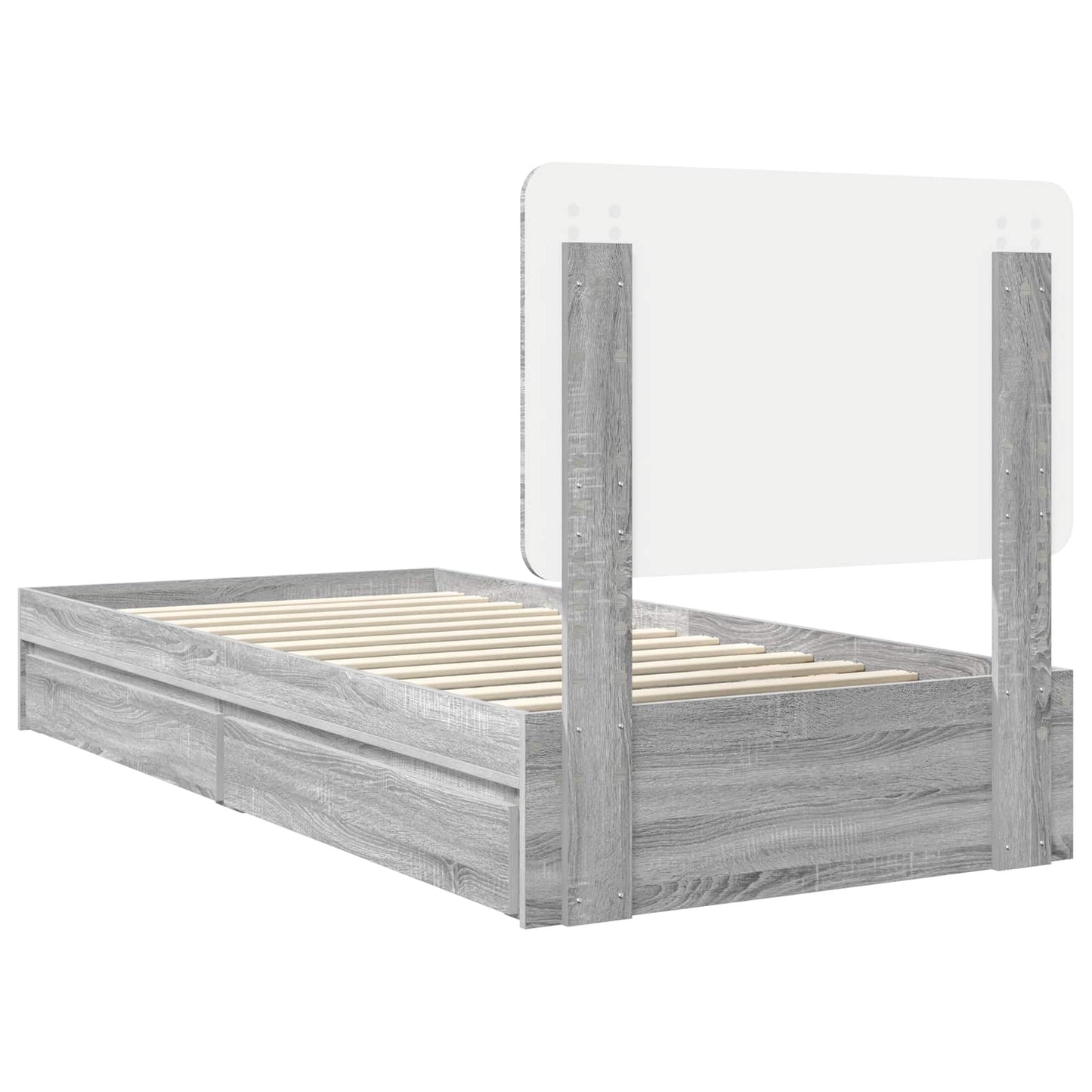 Opslag bed met hoofdeinde Grijs Sonoma 90 x 200 cm Bewerkt hout is nu te koop bij PeponiXL, paradijselijk wonen!