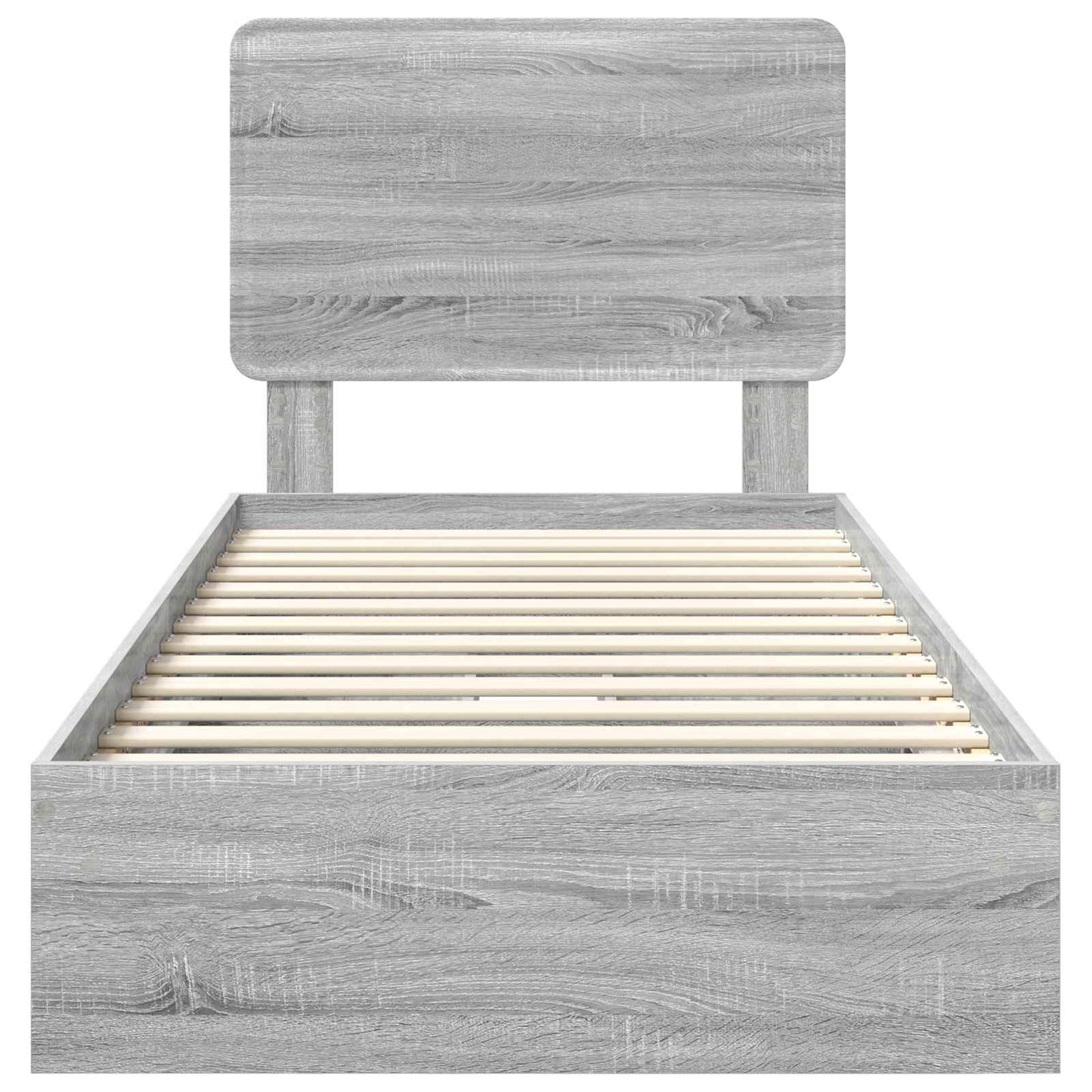 Opslag bed met hoofdeinde Grijs Sonoma 90 x 200 cm Bewerkt hout is nu te koop bij PeponiXL, paradijselijk wonen!