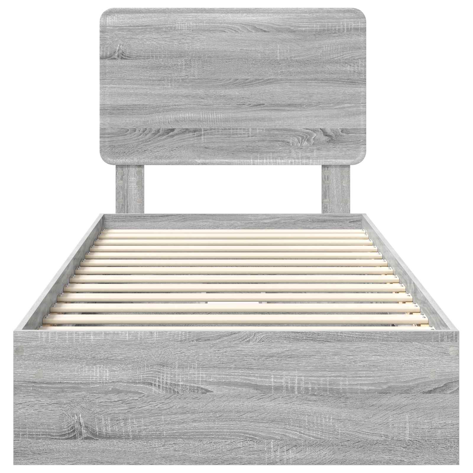 Opslag bed met hoofdeinde Grijs Sonoma 90 x 200 cm Bewerkt hout is nu te koop bij PeponiXL, paradijselijk wonen!